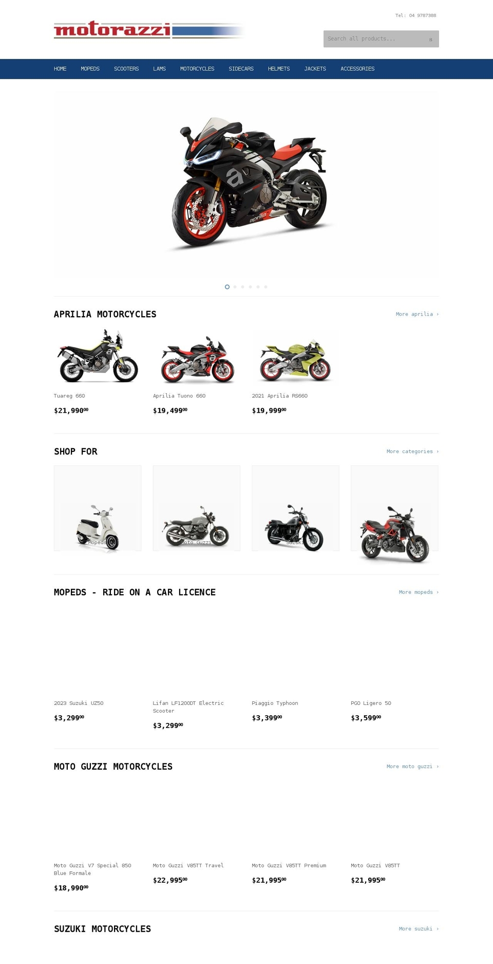 scooterazzi.co.nz shopify website screenshot