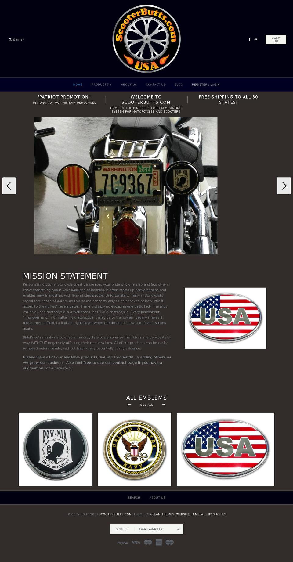 scooterbutts.com shopify website screenshot