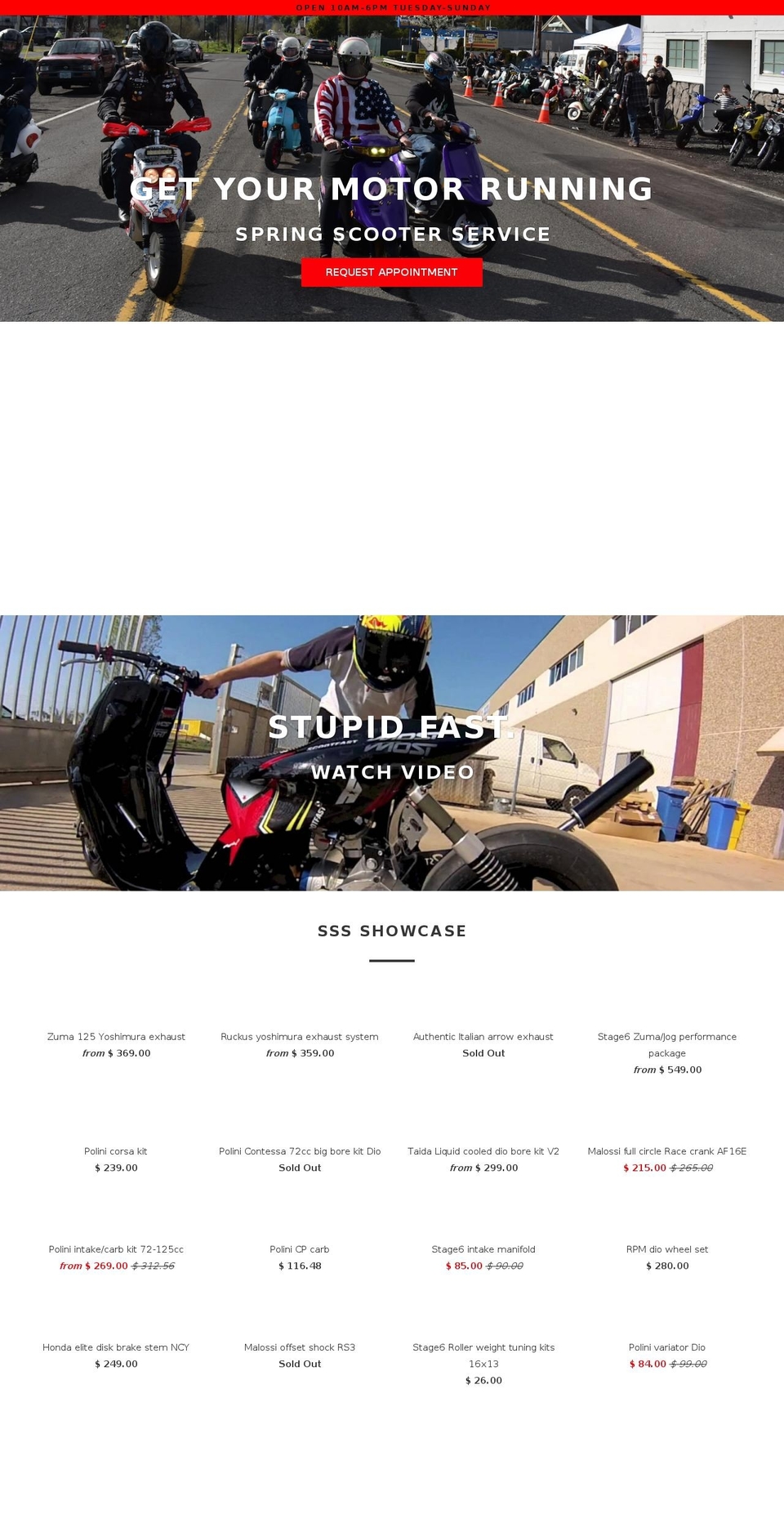 scooterswapshop.com shopify website screenshot