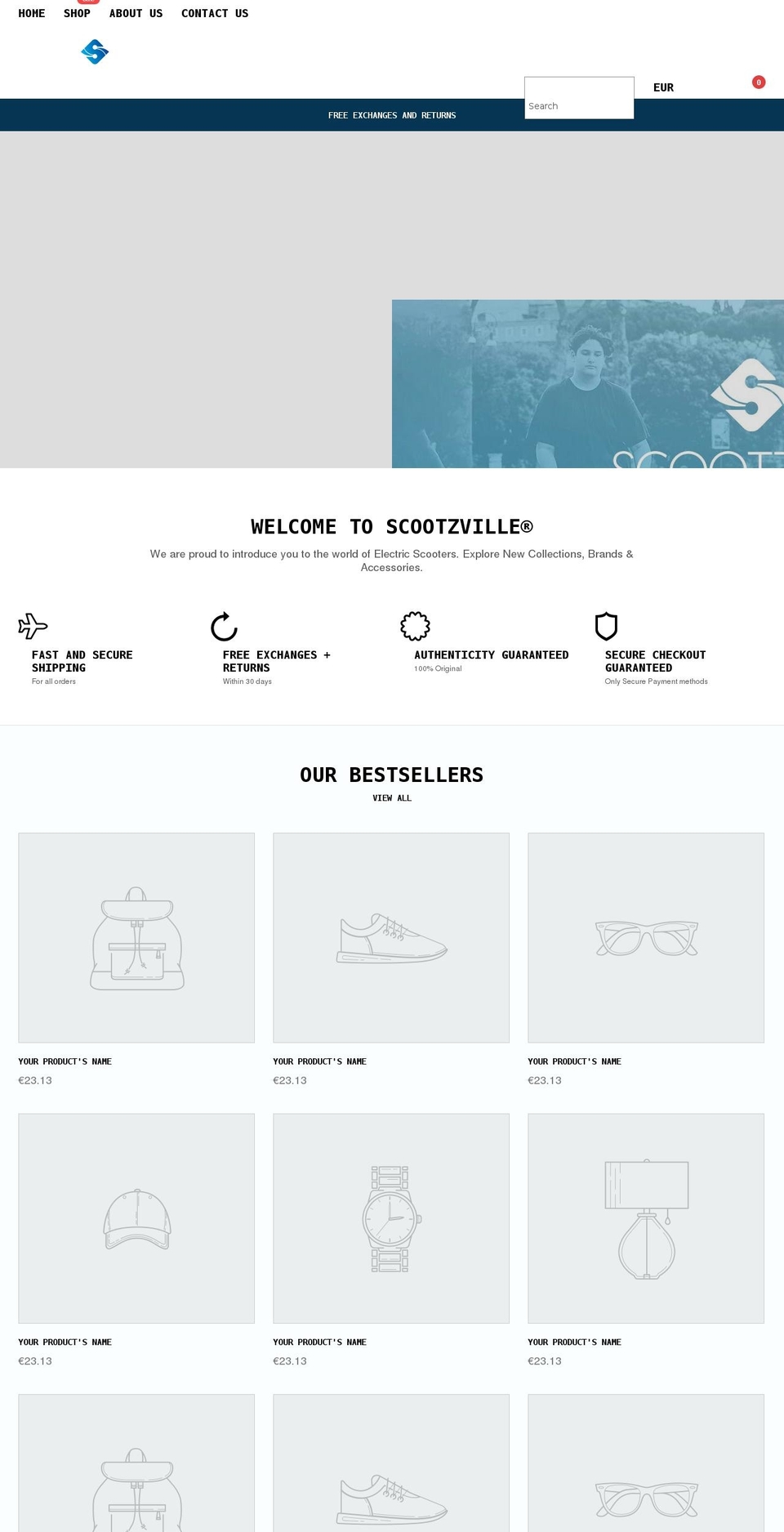 scootzville.com shopify website screenshot