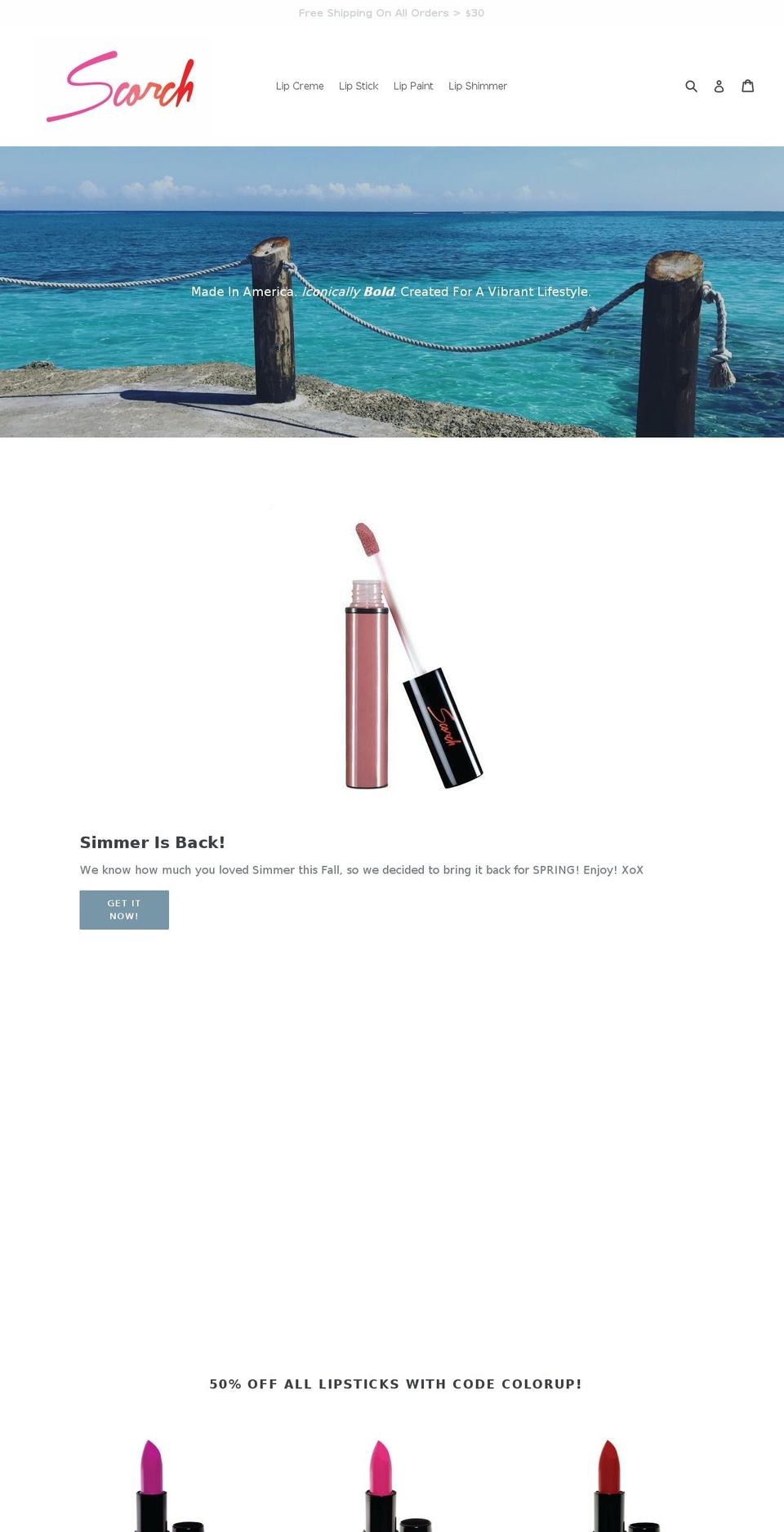 scorchmakeup.com shopify website screenshot