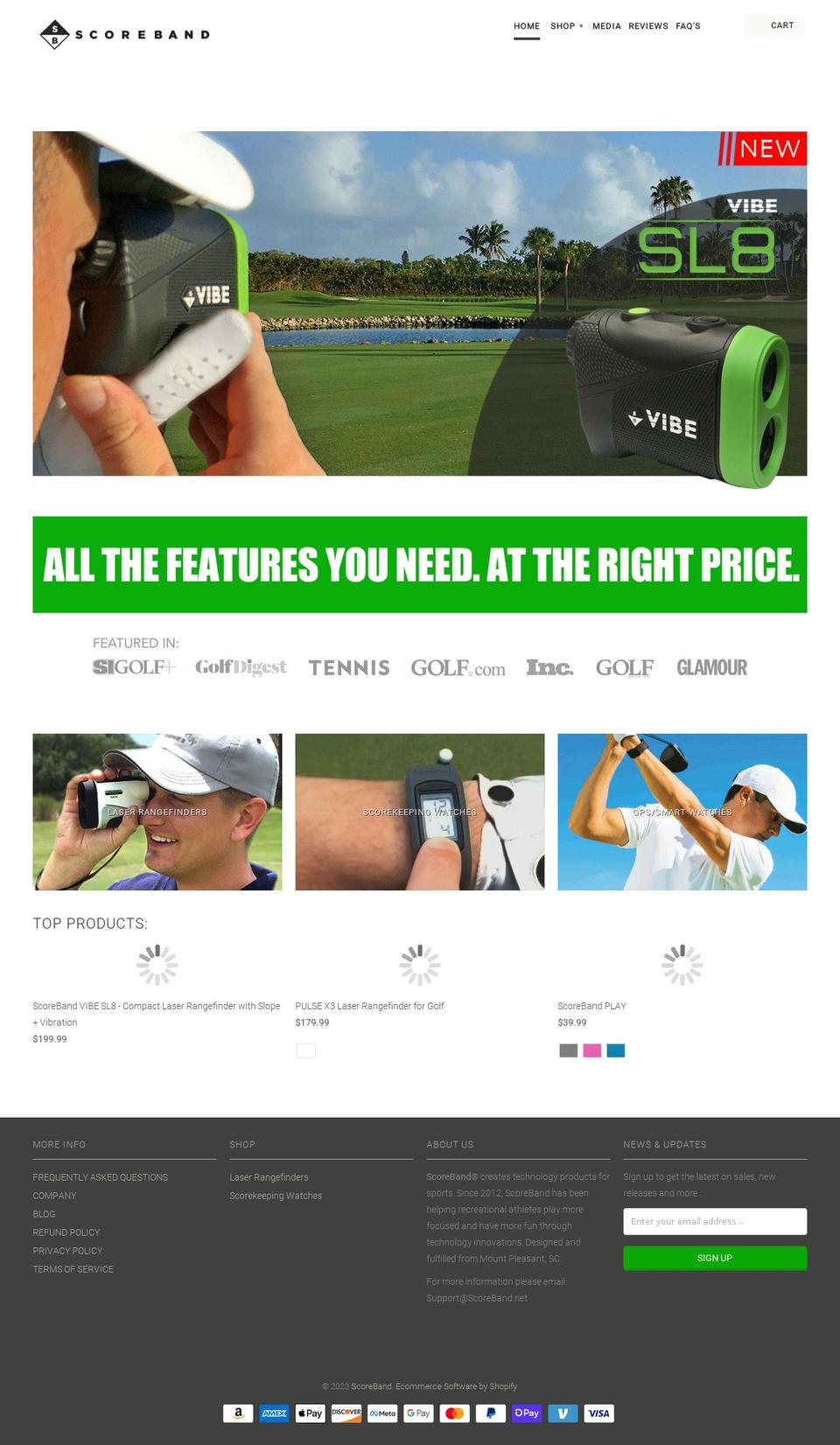 scorebandgolf.com — Shopify storefront screenshot