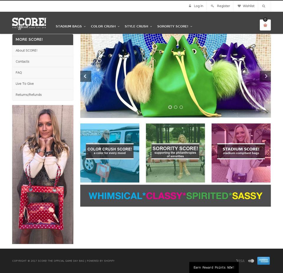 scoregamedaybag.com shopify website screenshot