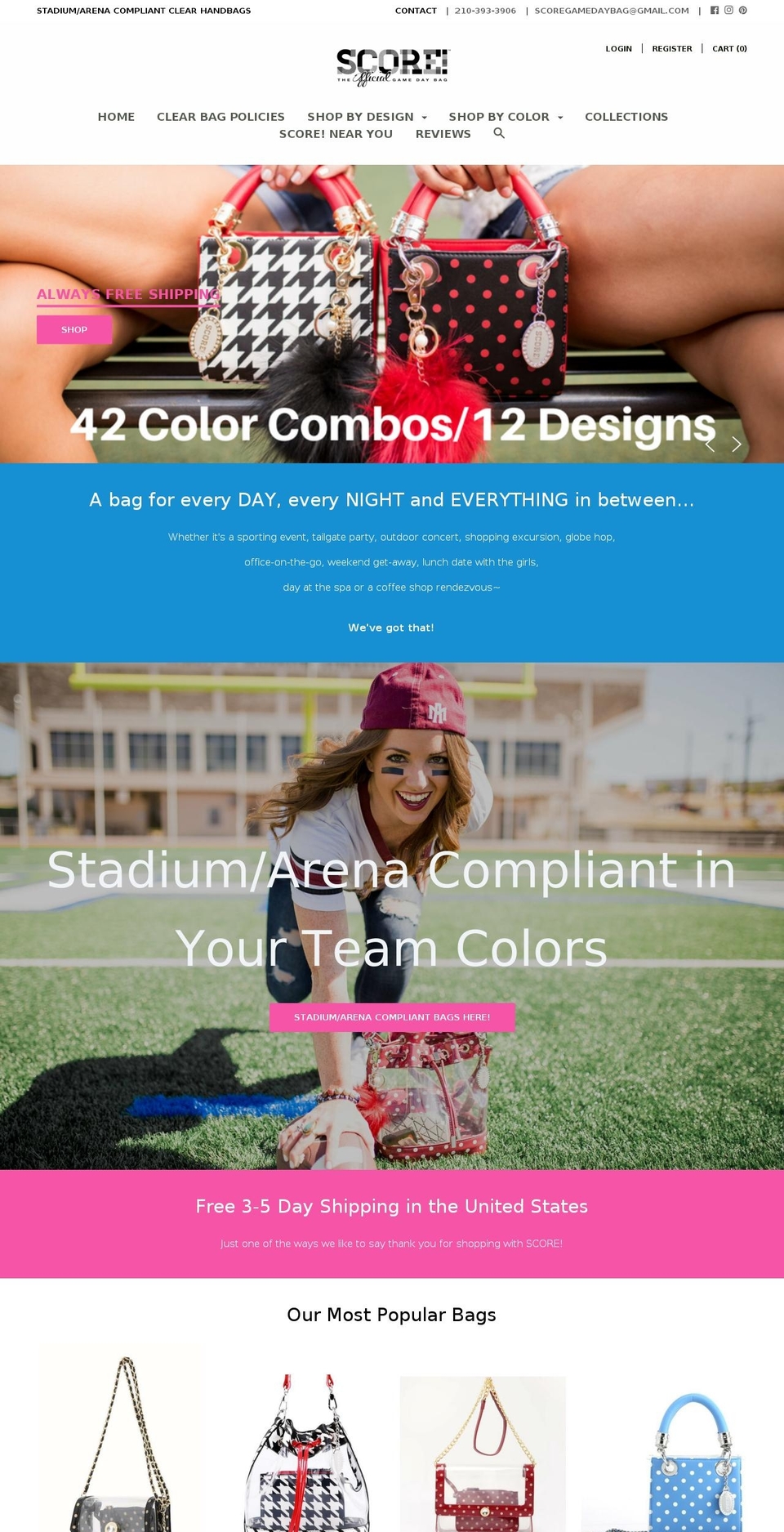 scoregamedaybag.net shopify website screenshot