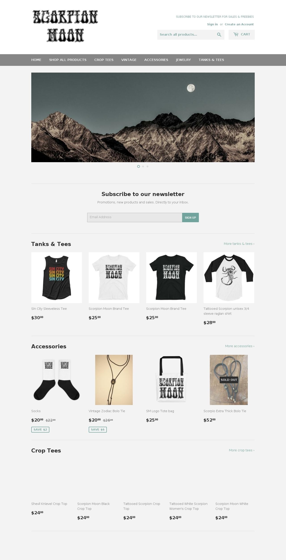 scorpionmoon.com — Shopify storefront screenshot