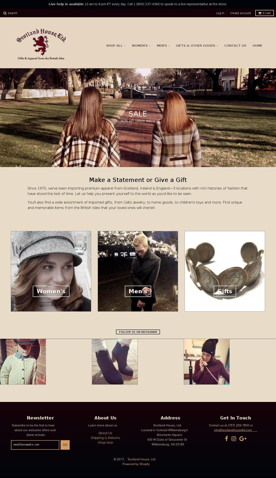 scotlandhouseltd.com shopify website screenshot