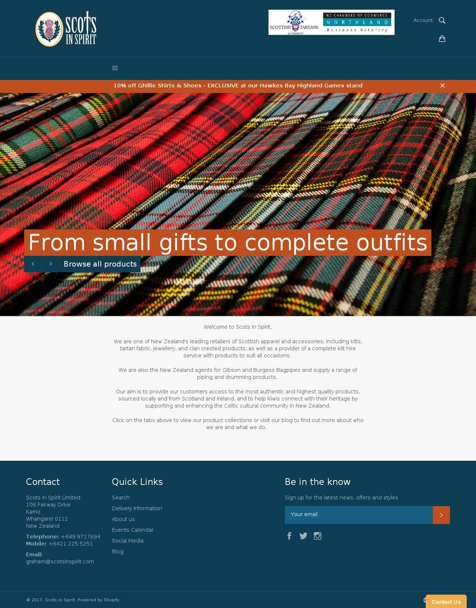 scotsinspirit.com shopify website screenshot