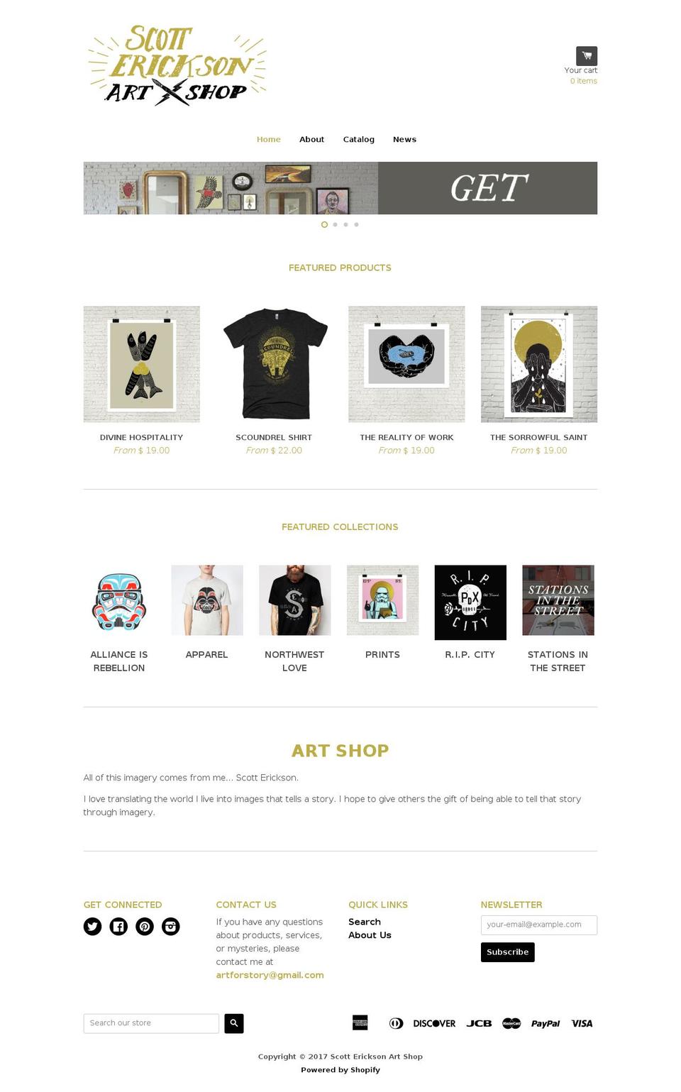 scottericksonartshop.com shopify website screenshot