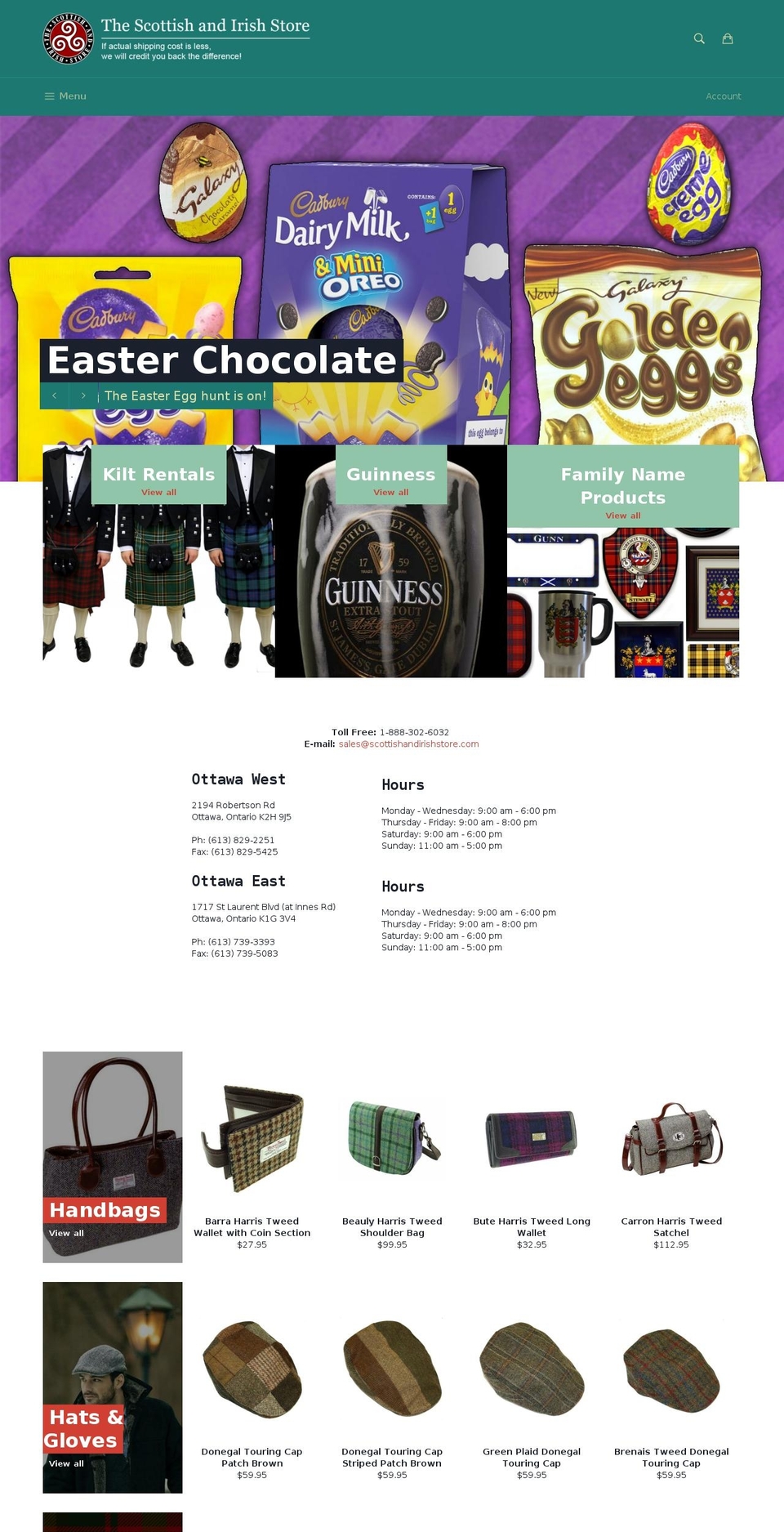 scottishandirishstore.com shopify website screenshot