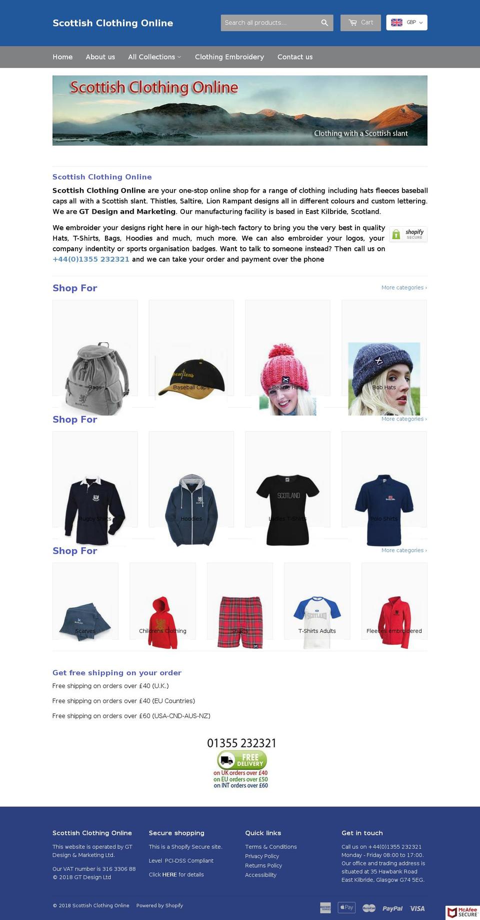 scottishclothingonline.co.uk shopify website screenshot