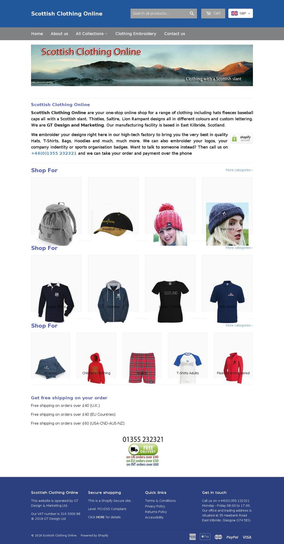 scottishclothingonline.com — Shopify storefront screenshot