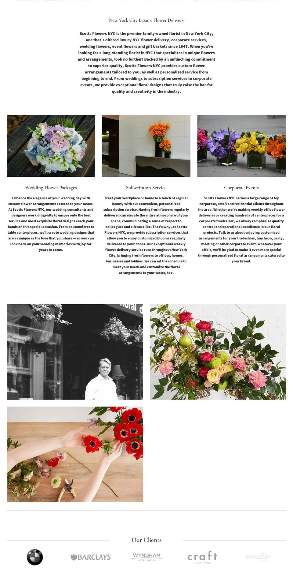 scottsflowersnyc.com shopify website screenshot