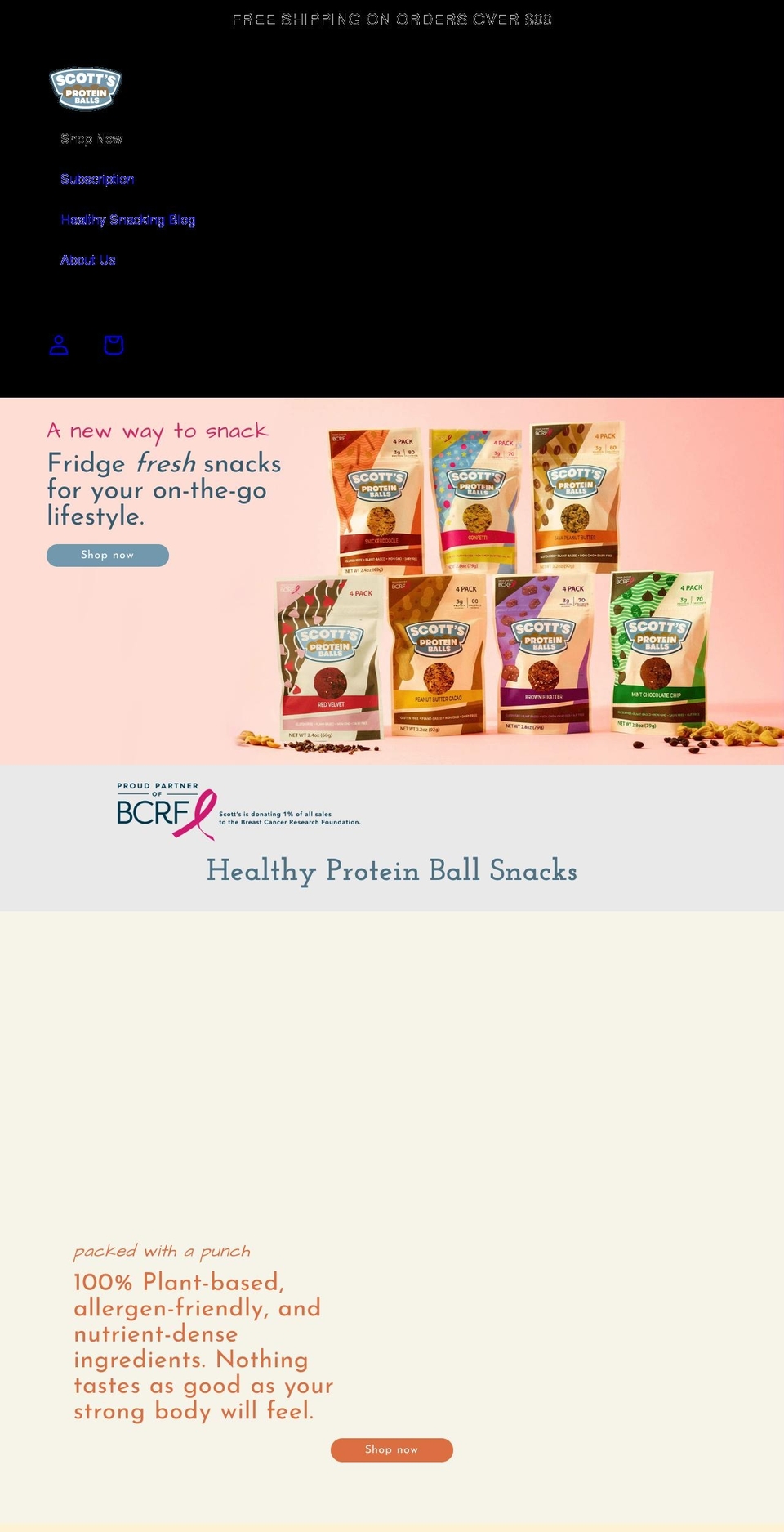 scottsproteinballs.com shopify website screenshot