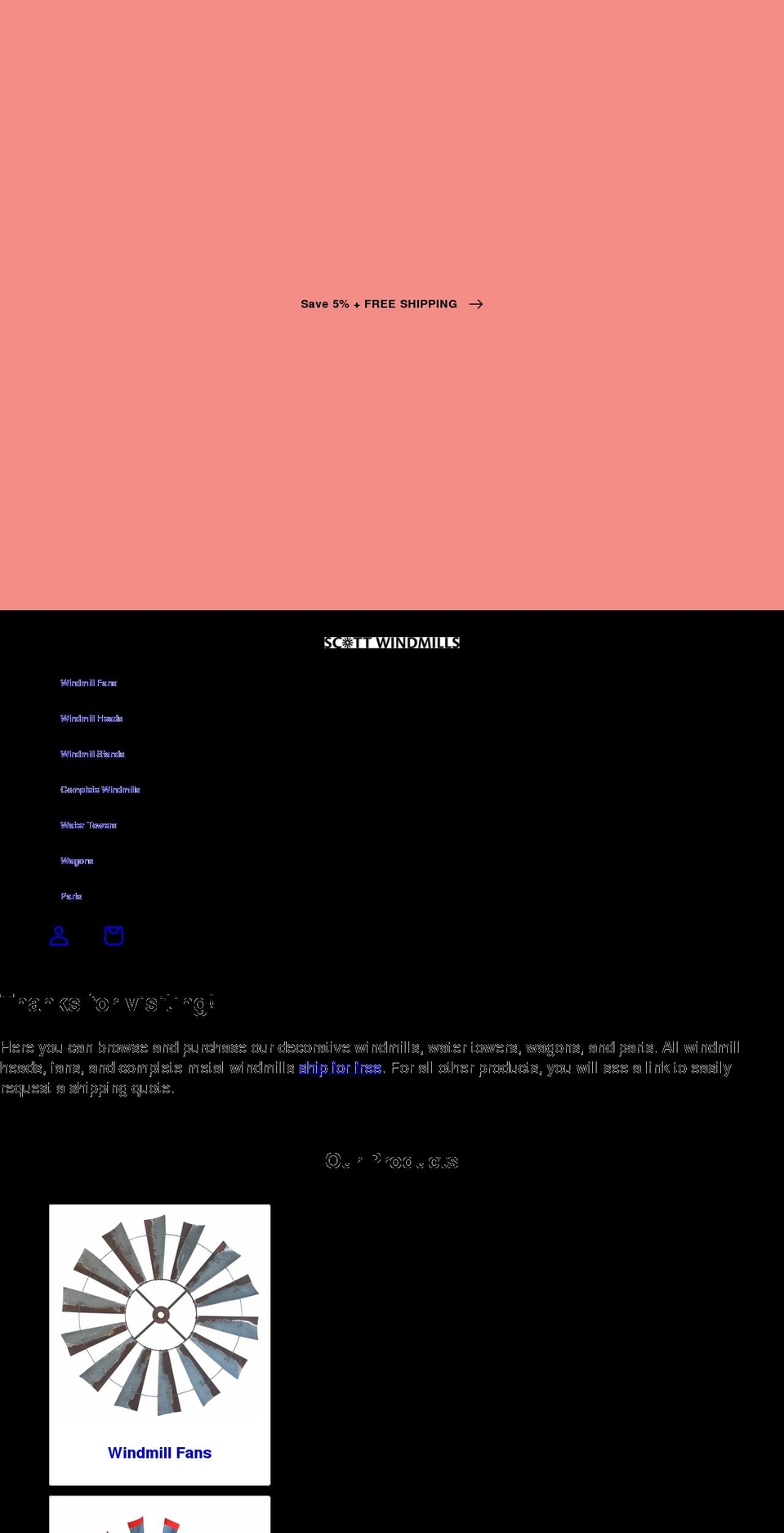 scottwindmills.com shopify website screenshot