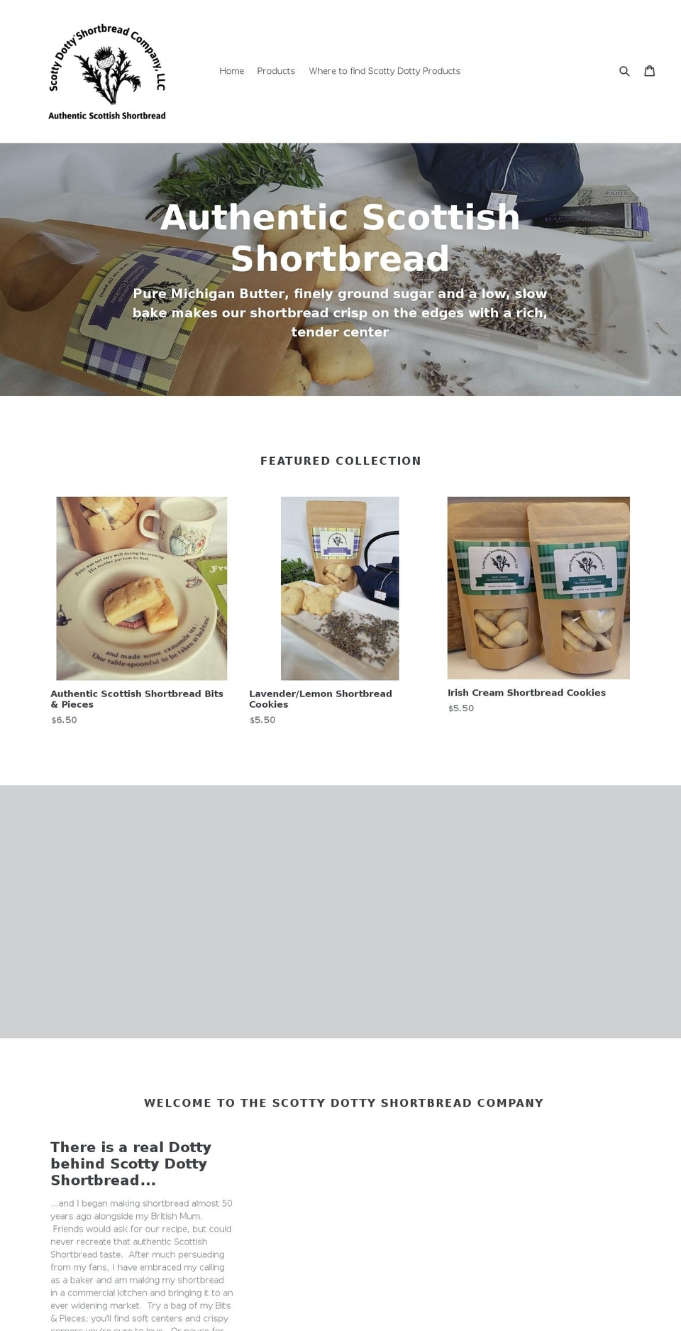 scottydottyshortbread.com shopify website screenshot