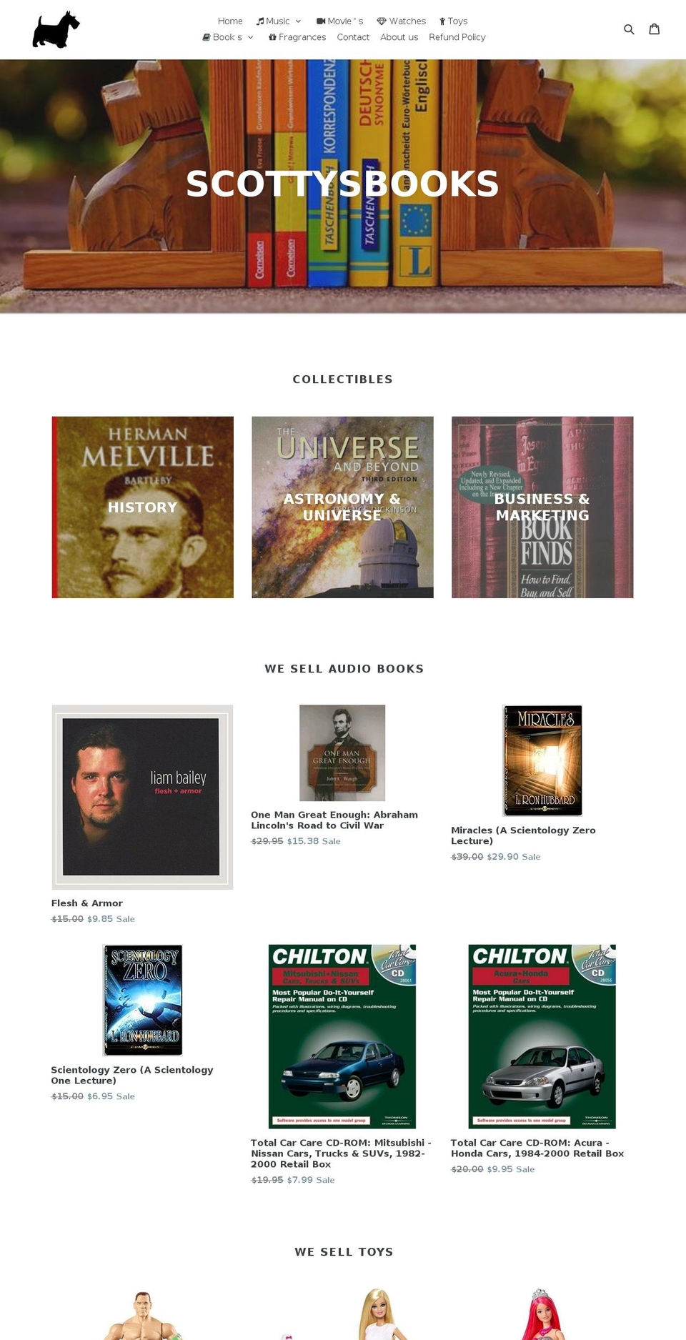 scottysbooks.com shopify website screenshot
