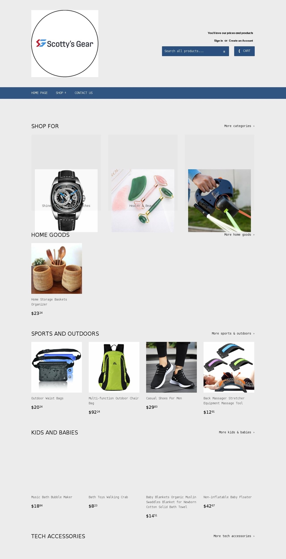 scottysgear.com shopify website screenshot