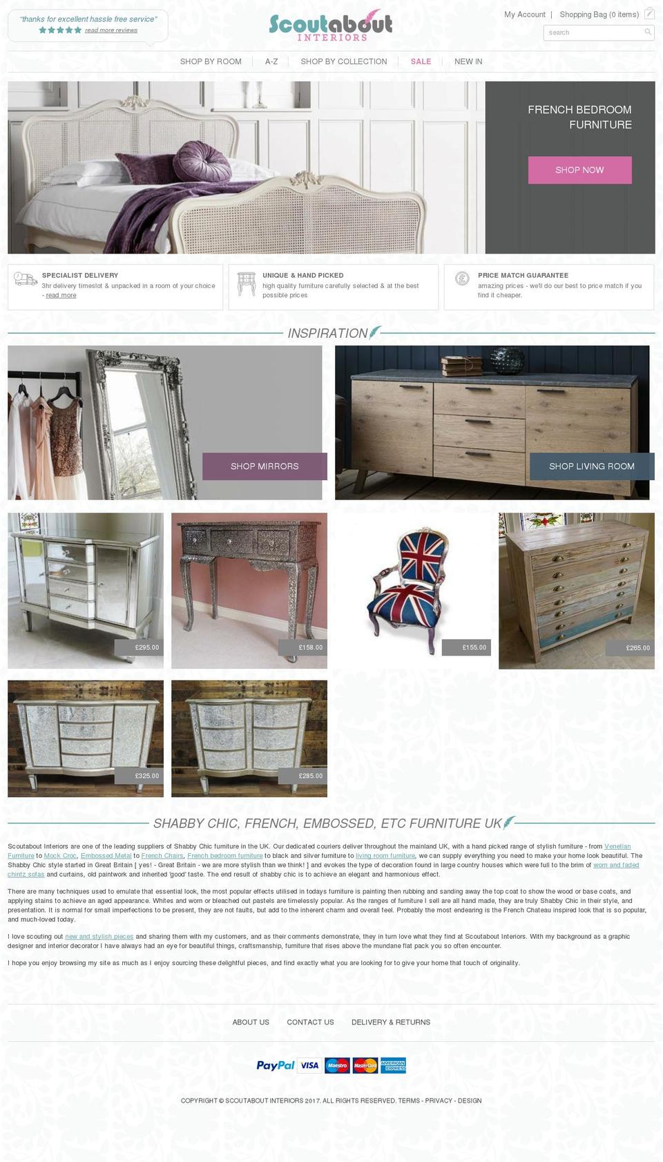 scoutaboutinteriors.com shopify website screenshot