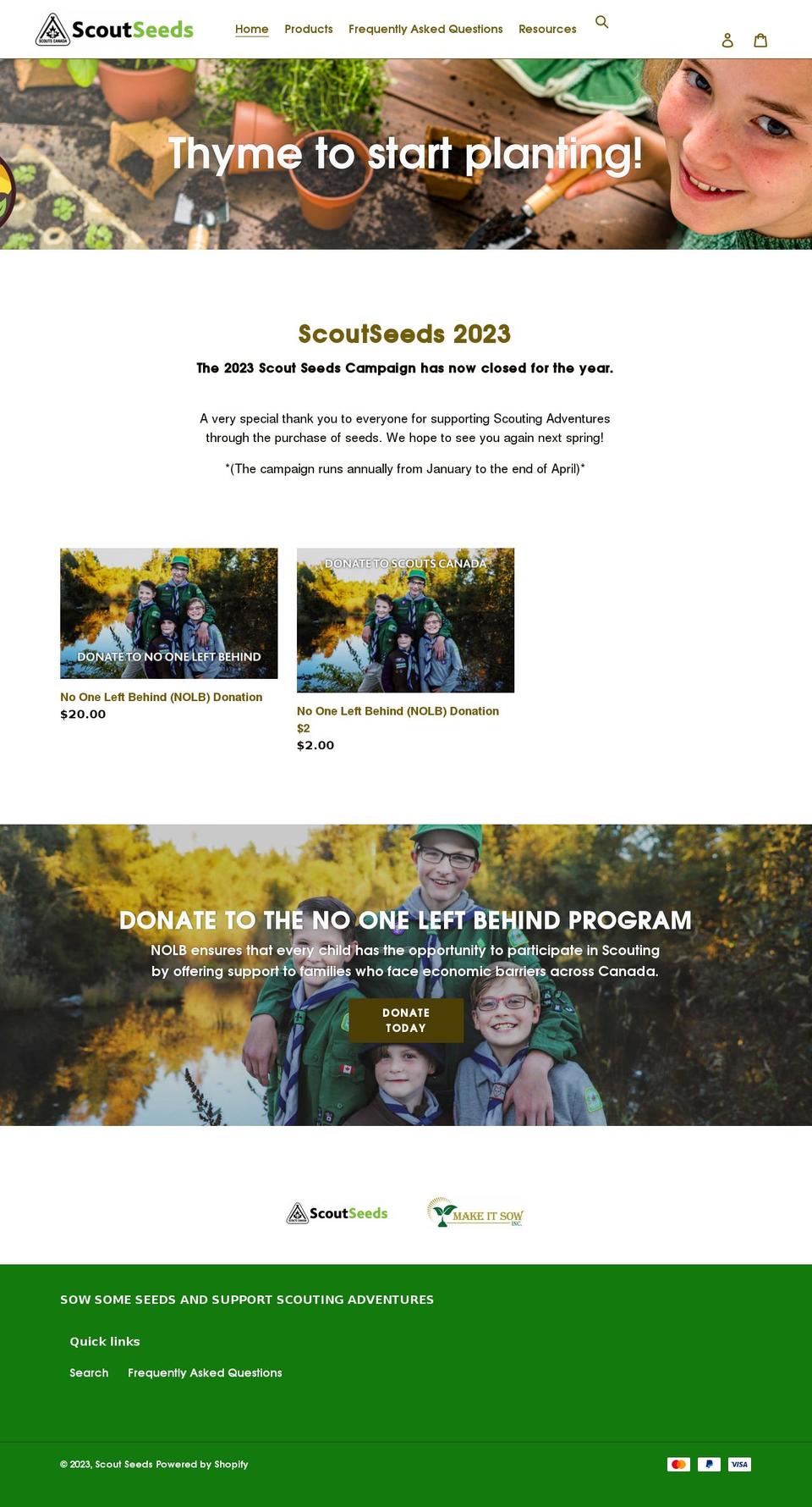 scoutseeds.ca shopify website screenshot