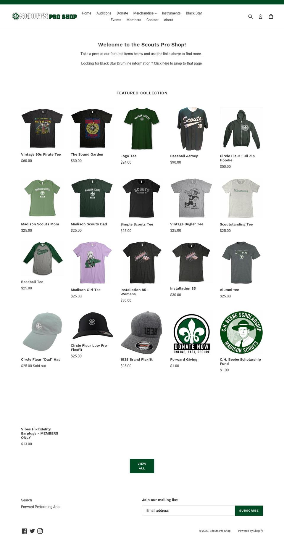 scoutsproshop.com — Shopify storefront screenshot