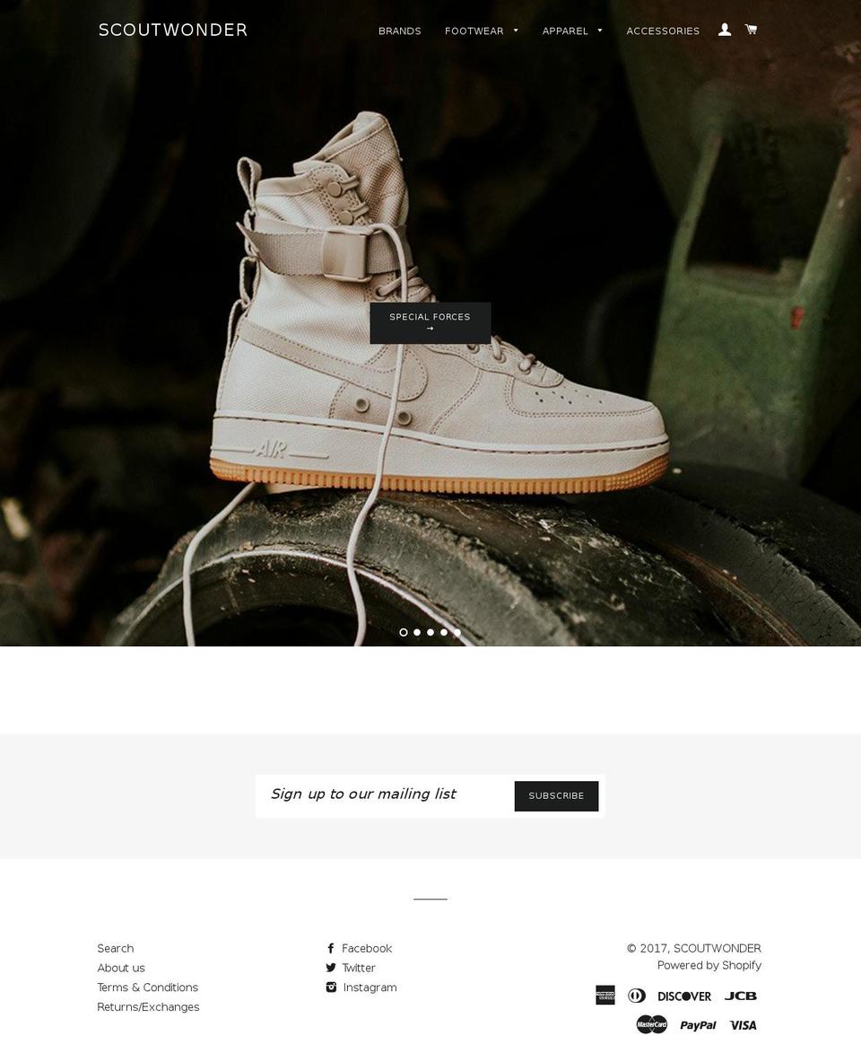 Brooklyn Shopify theme site example scoutwonder.com