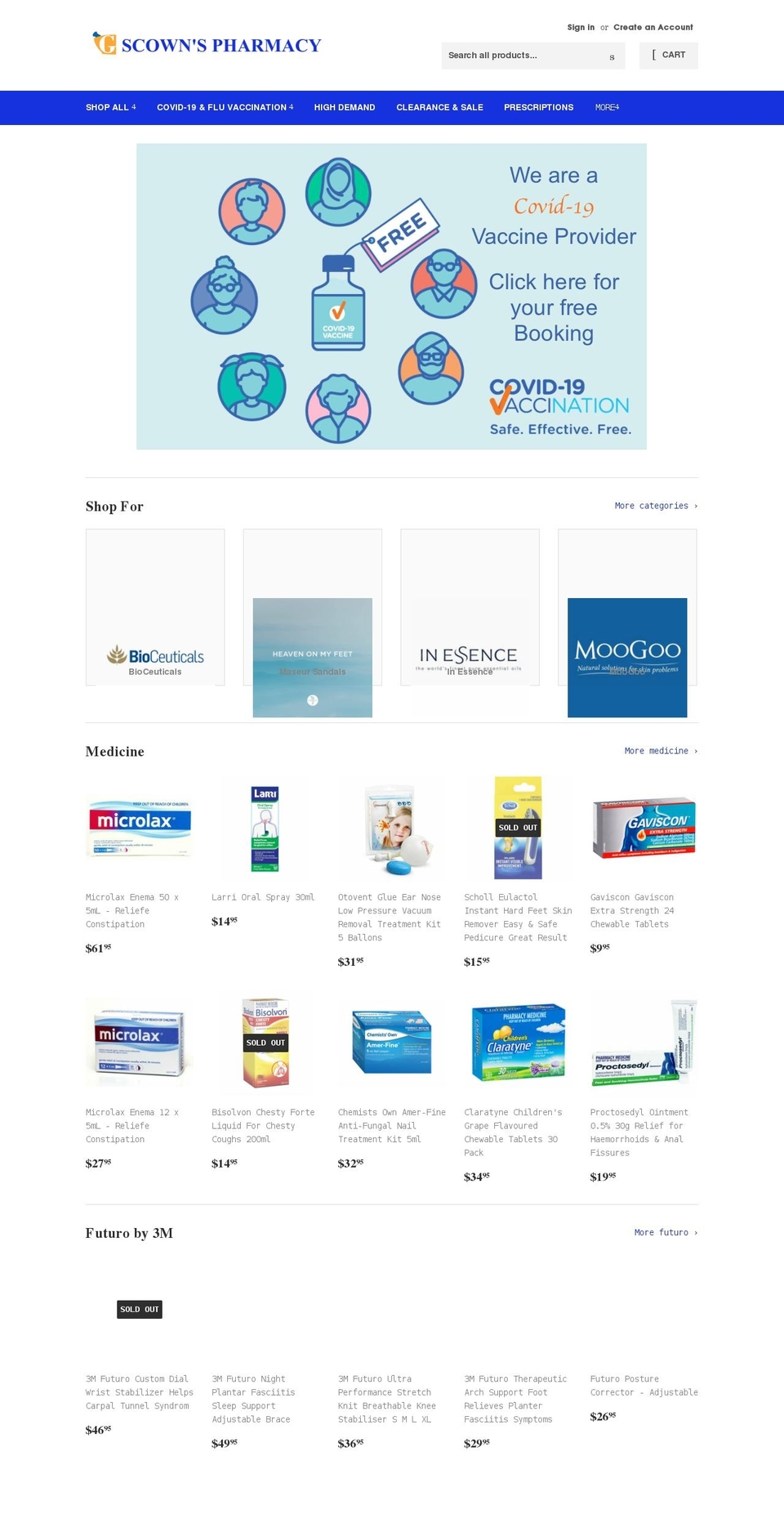 scownspharmacy.com.au shopify website screenshot