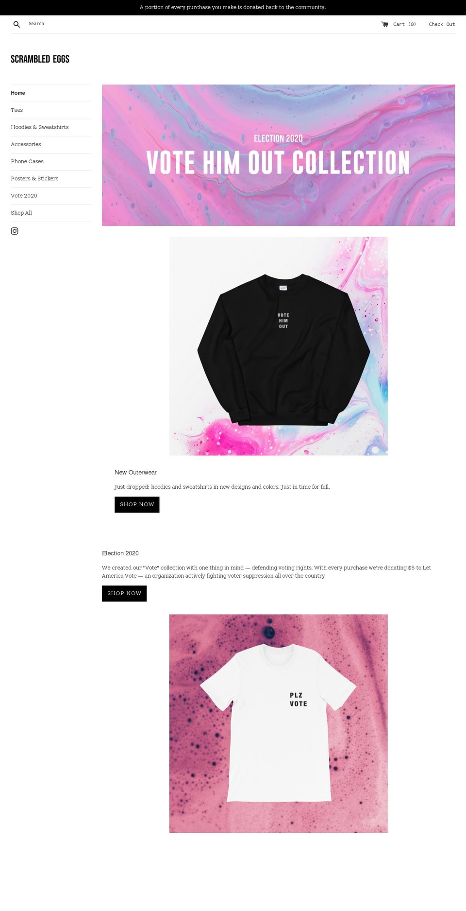 scrambledeggsclothing.com shopify website screenshot