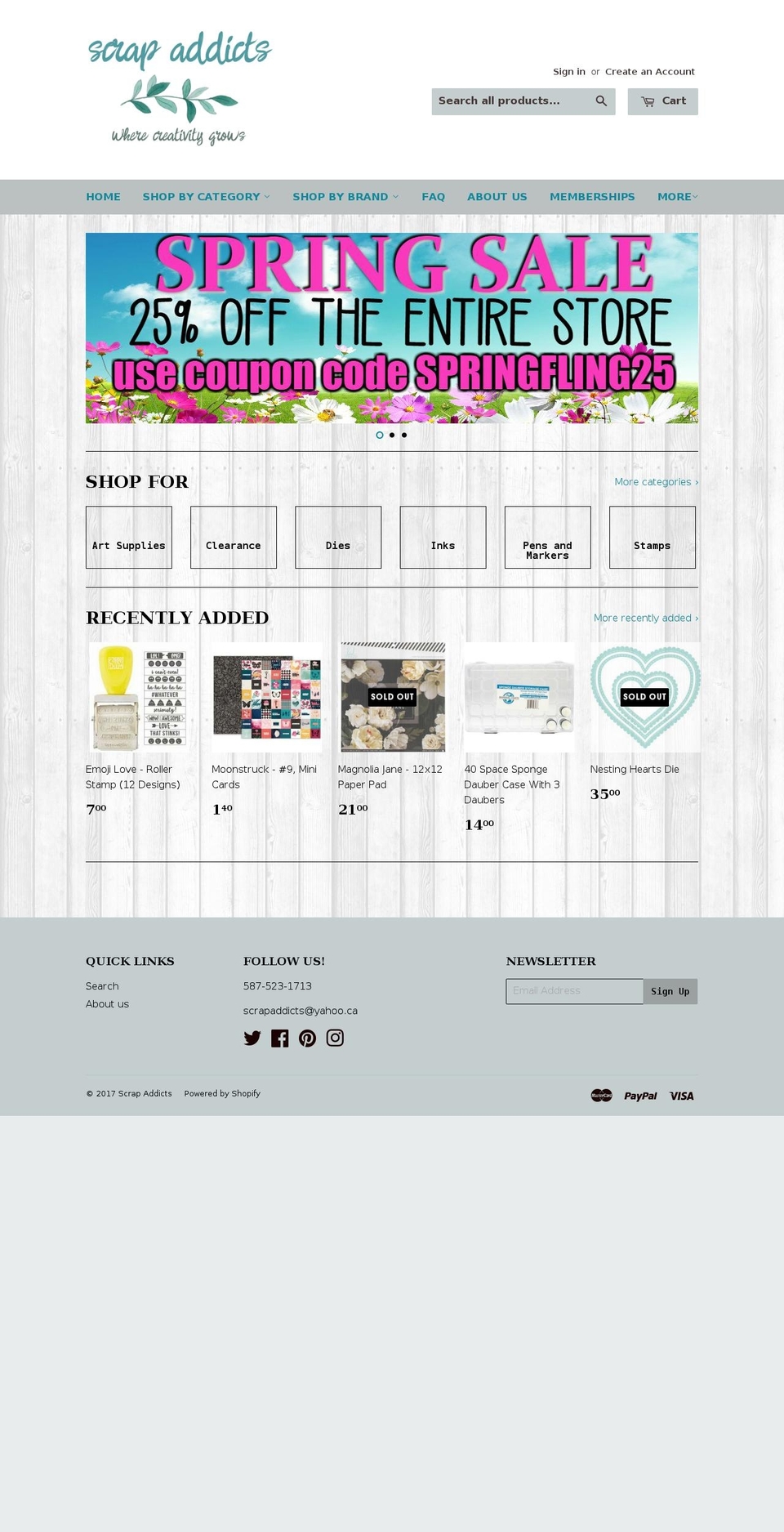 scrapaddictsonline.ca shopify website screenshot