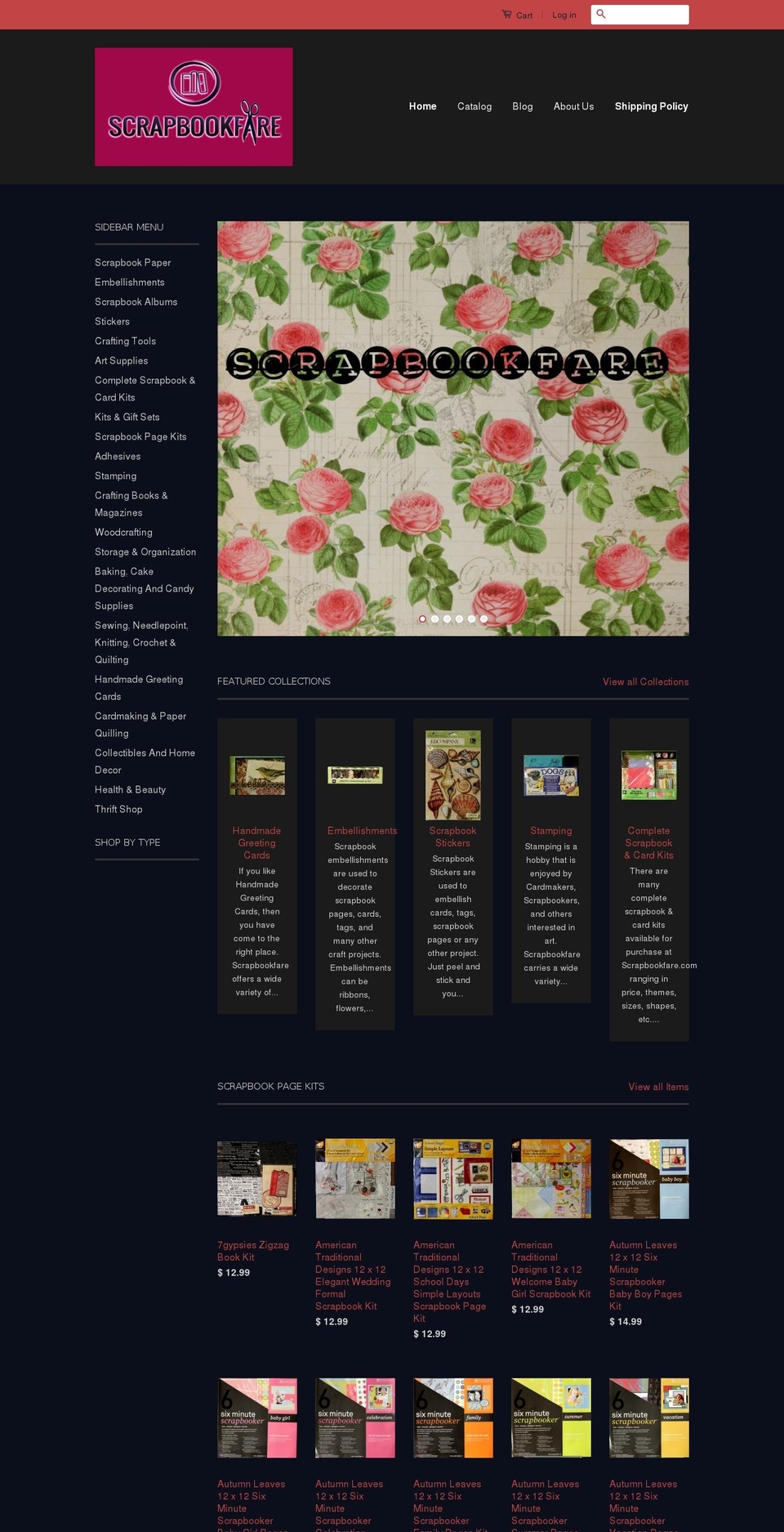 scrapbookfare.com shopify website screenshot