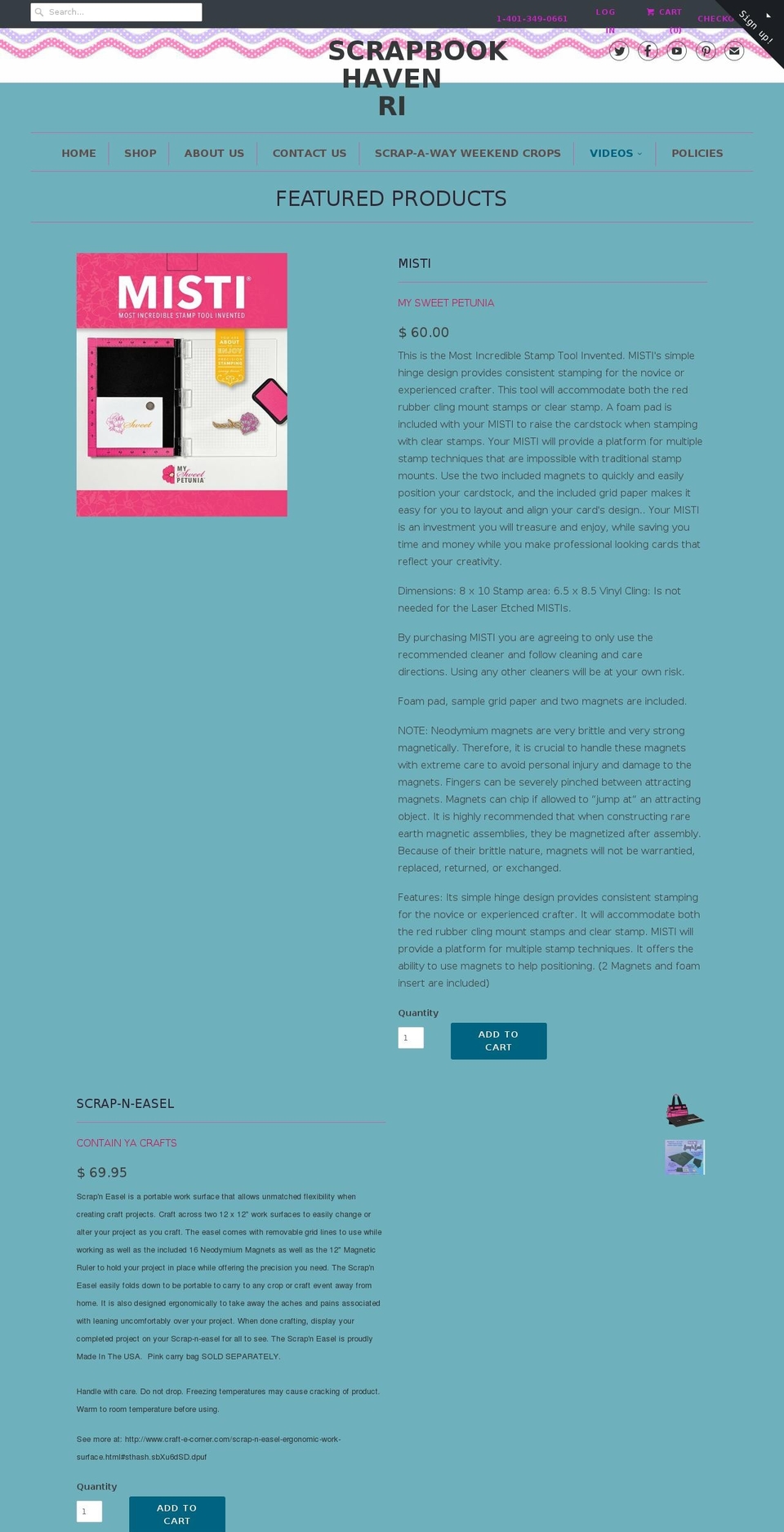 scrapbookhavenri.com shopify website screenshot