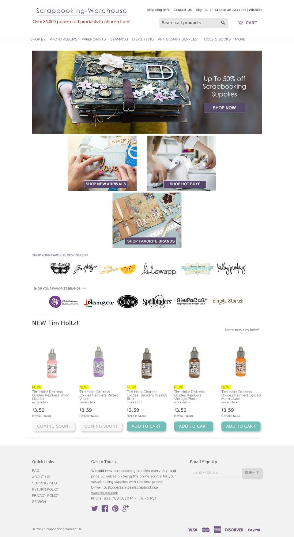 scrapbooking-warehouse.com shopify website screenshot
