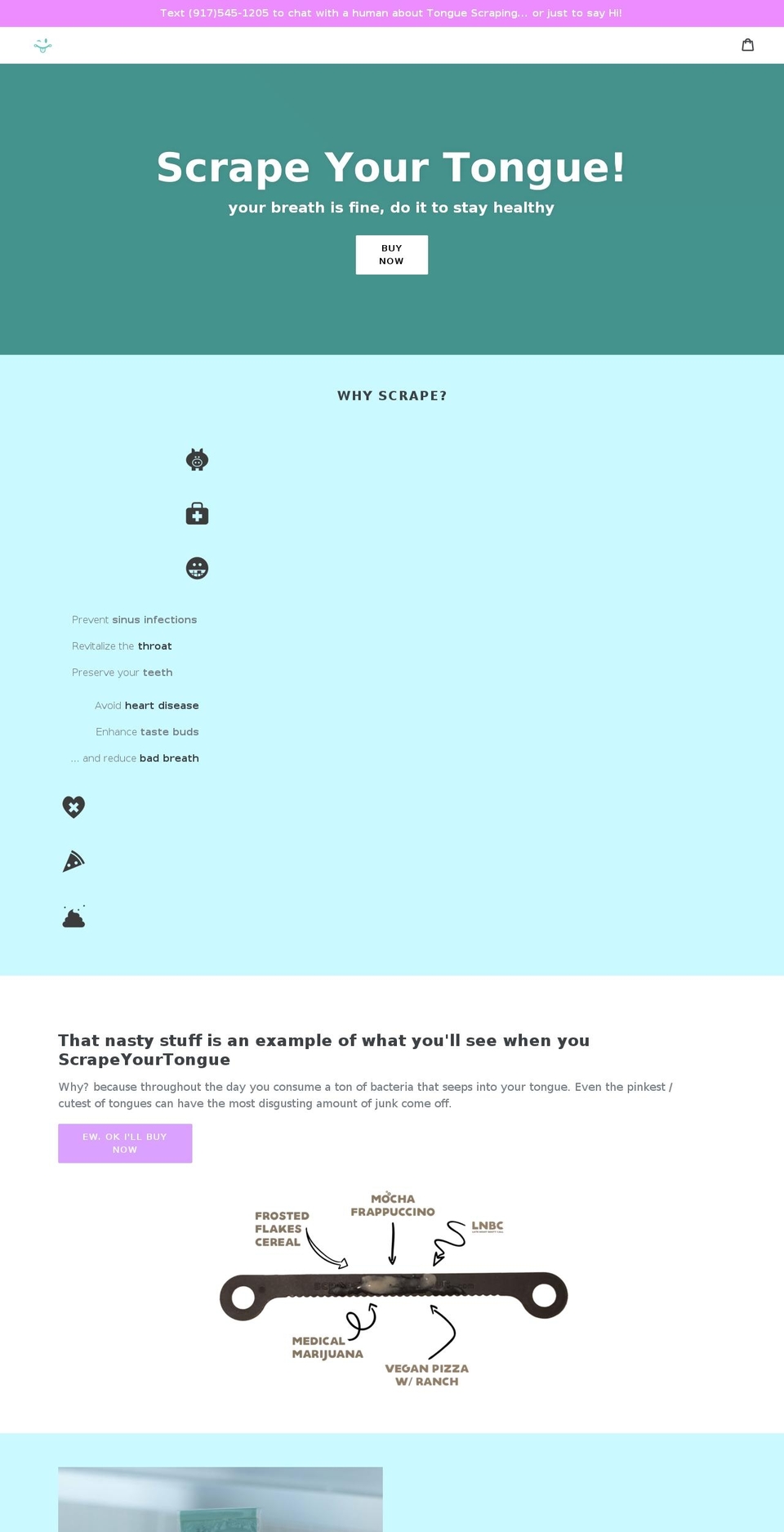 scrapeyourtongue.com shopify website screenshot