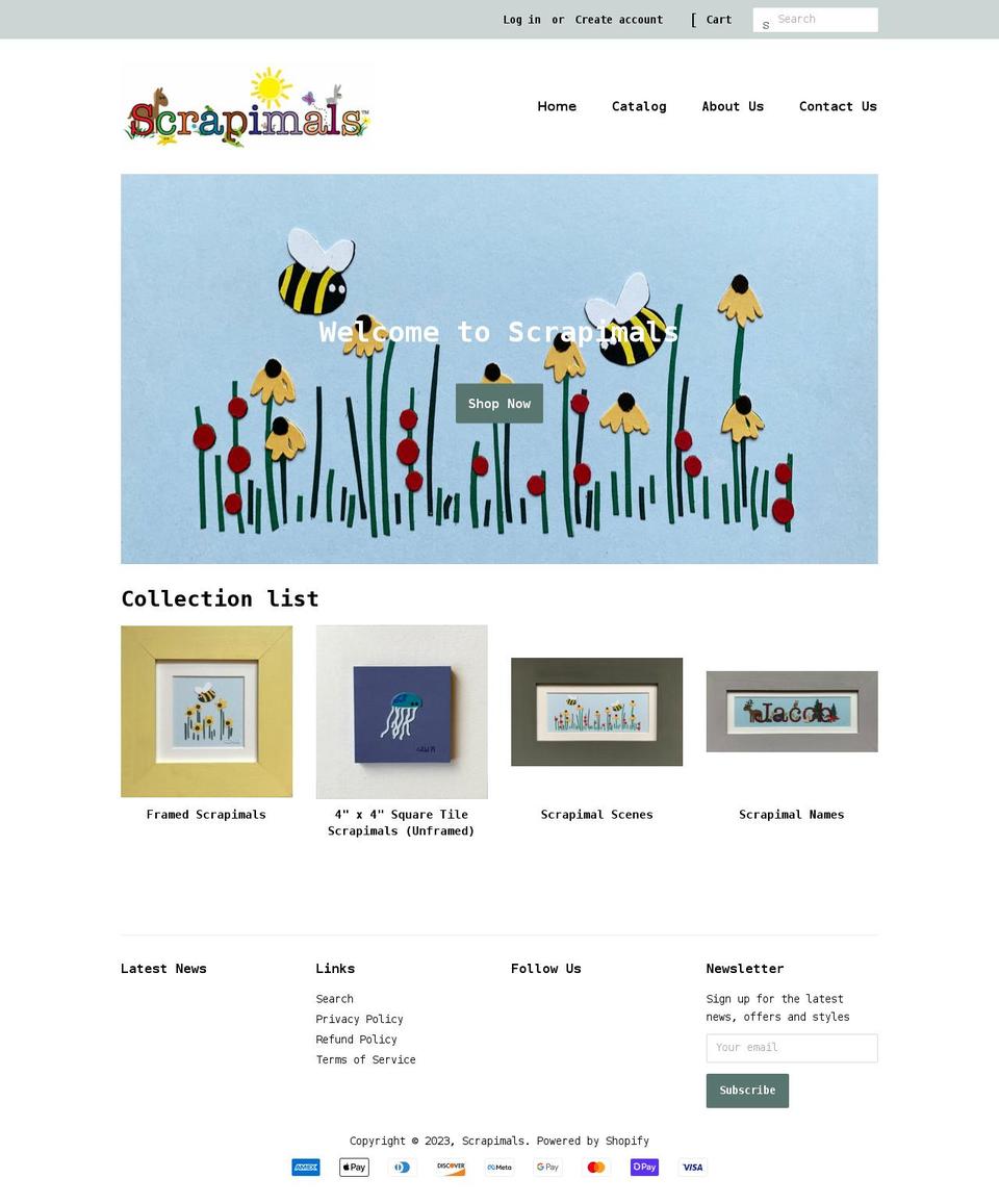 scrapimals.com shopify website screenshot
