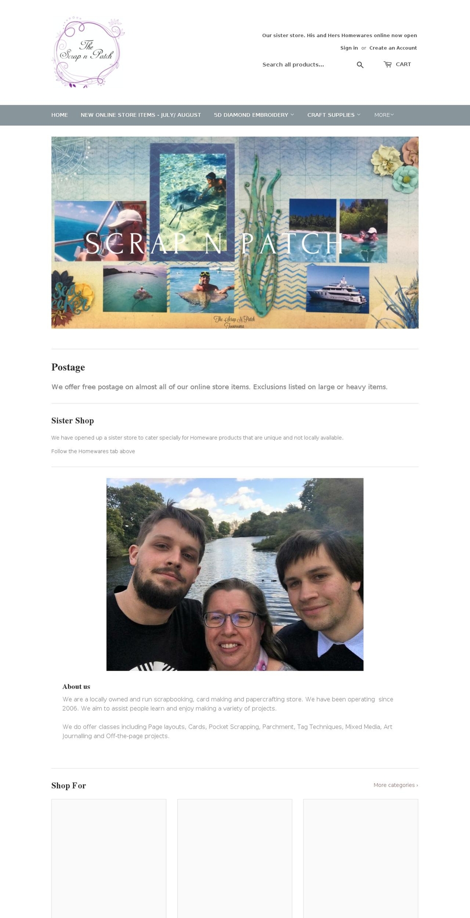 scrapnpatch.com.au shopify website screenshot