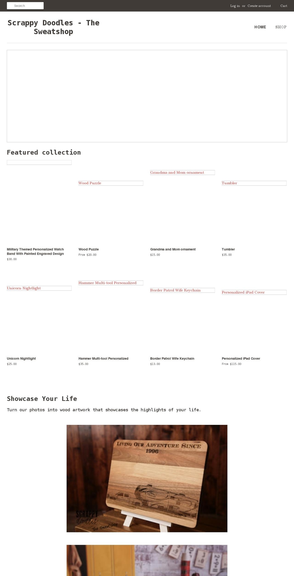 scrappyssweatshop.com shopify website screenshot
