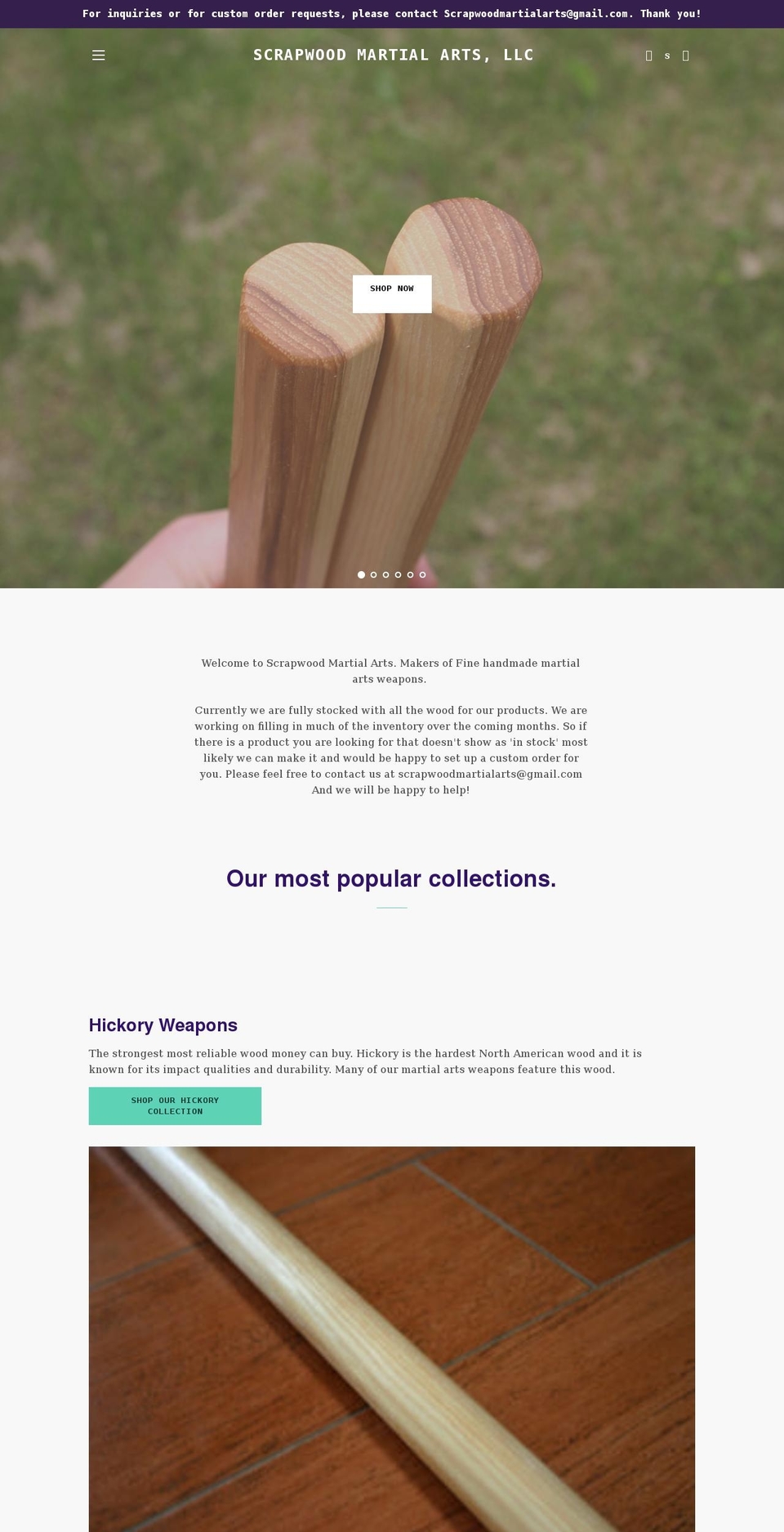 scrapwoodmartialarts.com shopify website screenshot
