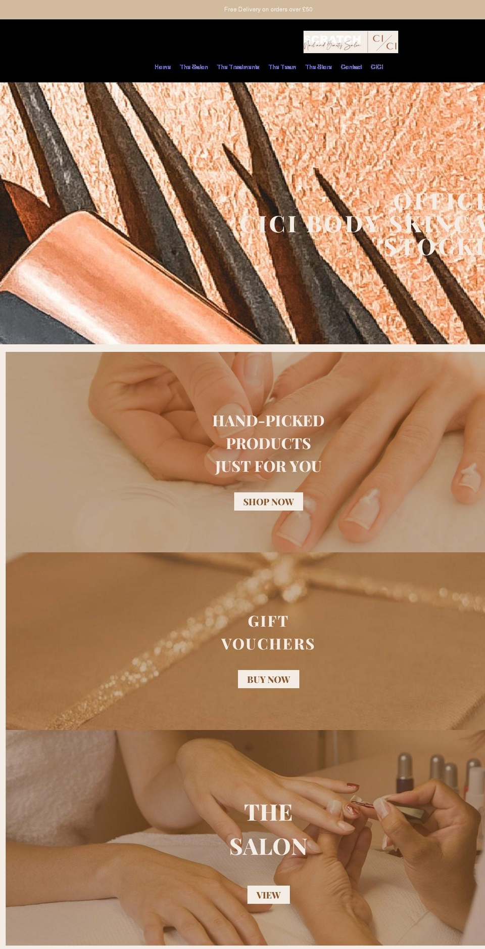 scratchnailandbeautysalon.co.uk shopify website screenshot