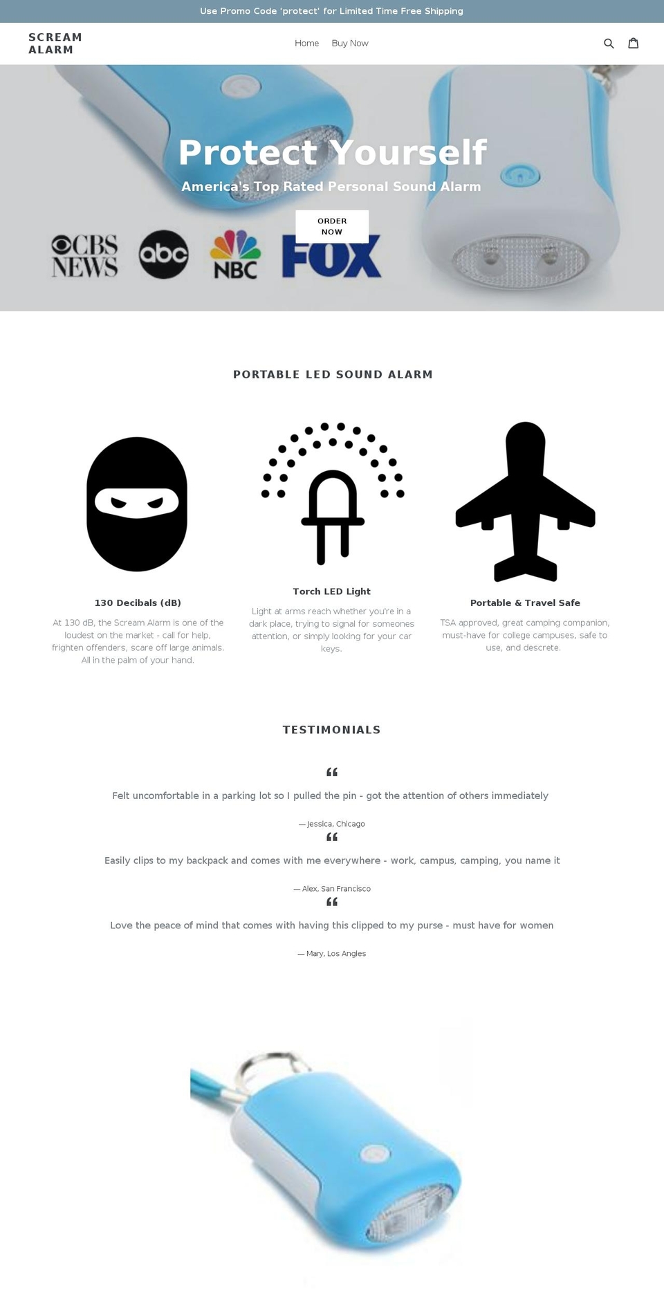 screamalarm.com — Shopify storefront screenshot