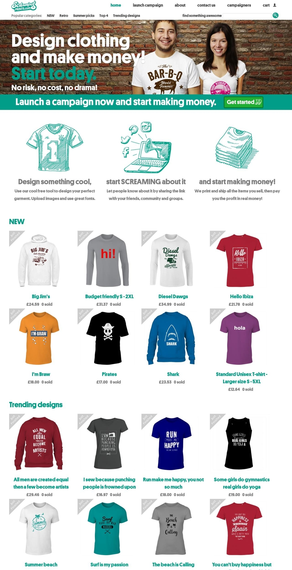 screamingprints.com shopify website screenshot