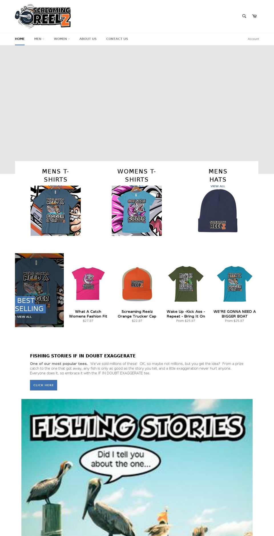 screamingreelz.com — Shopify storefront screenshot