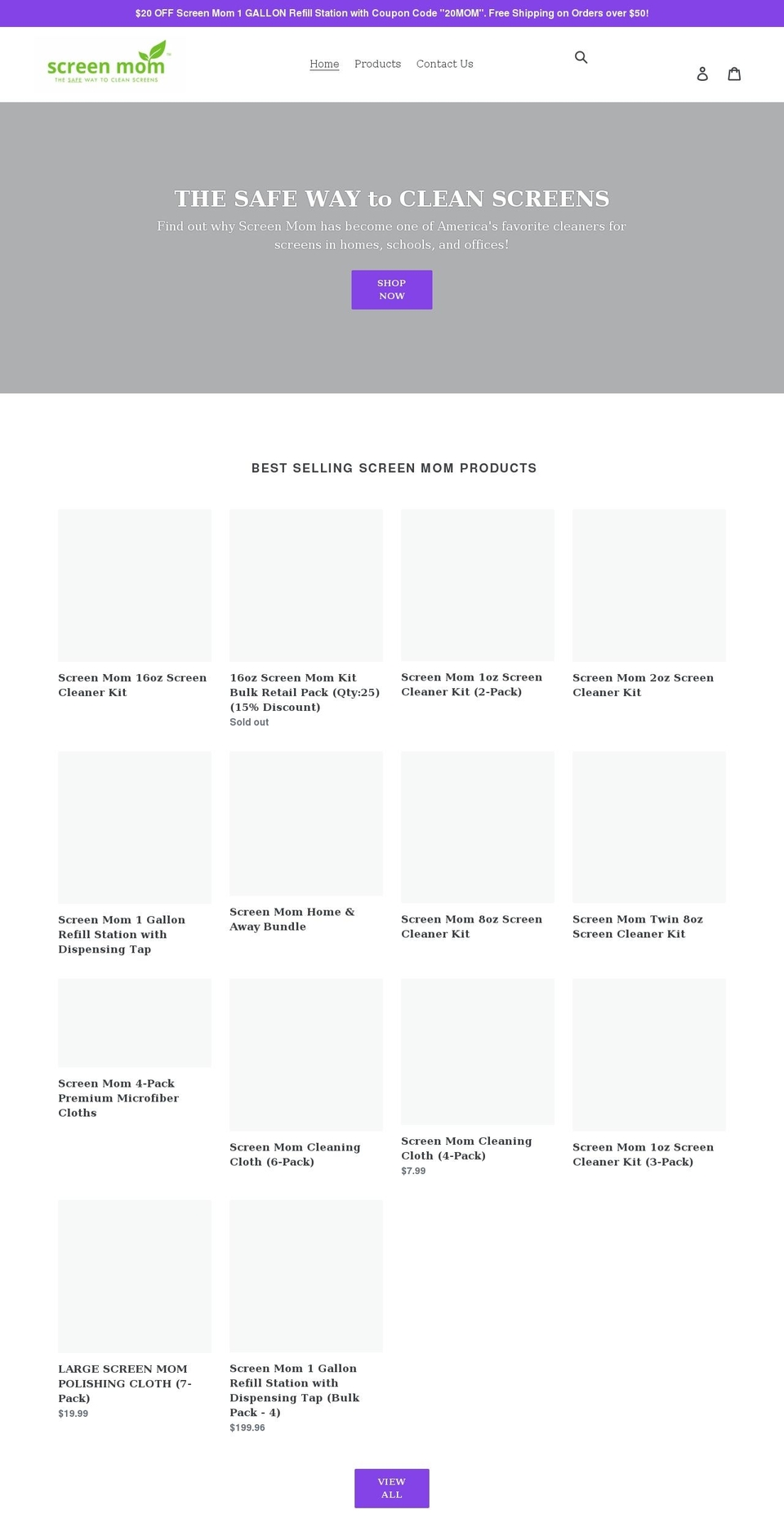 screencleanmom.com shopify website screenshot