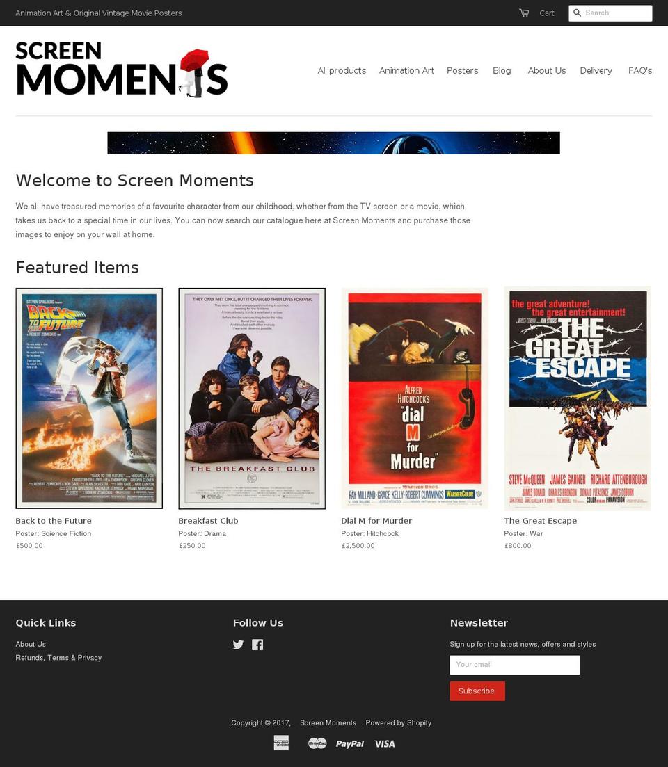 screenmoments.com shopify website screenshot