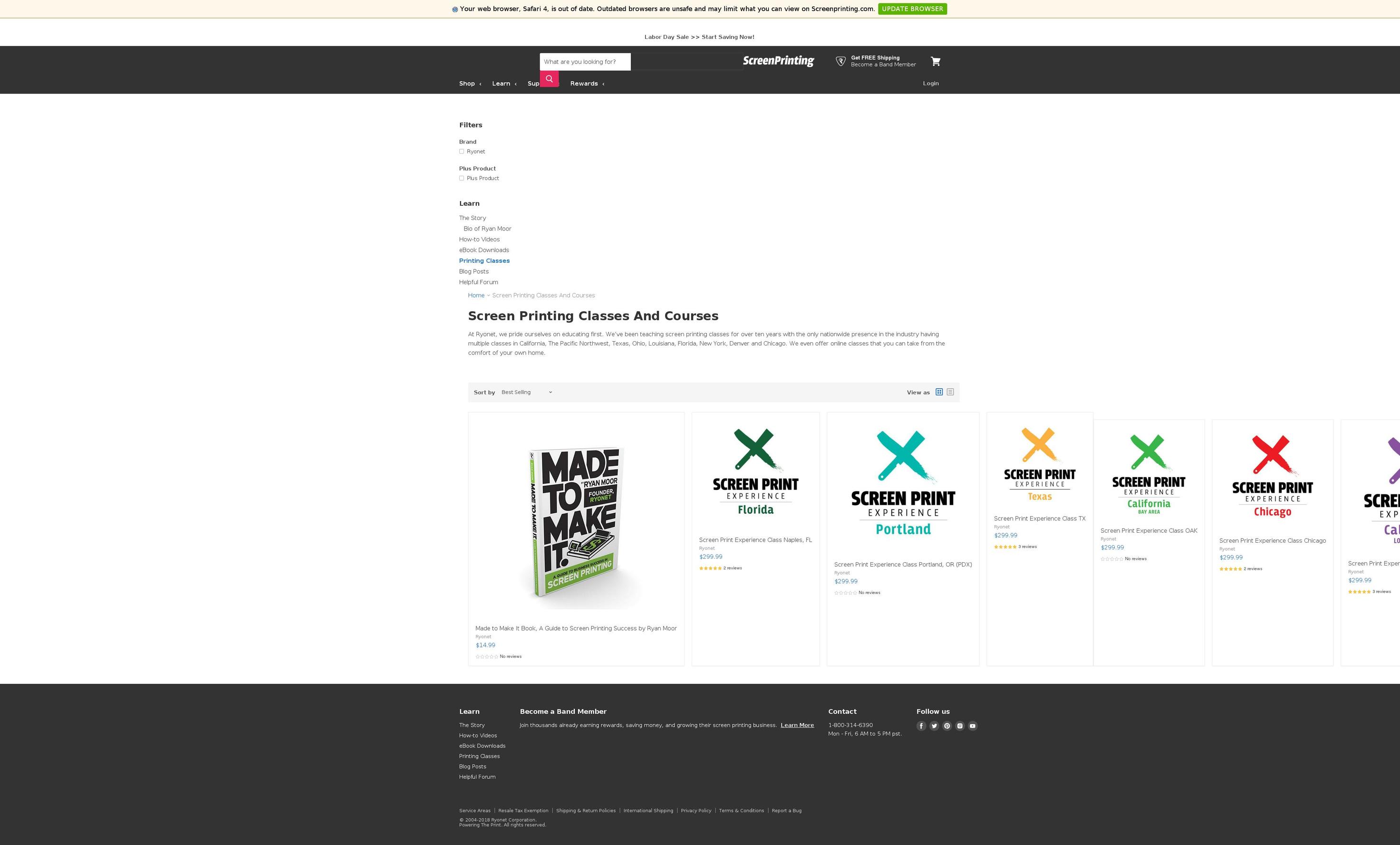 screenprinting.academy shopify website screenshot