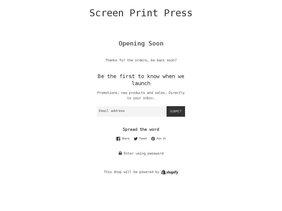 screenprintpress.com shopify website screenshot