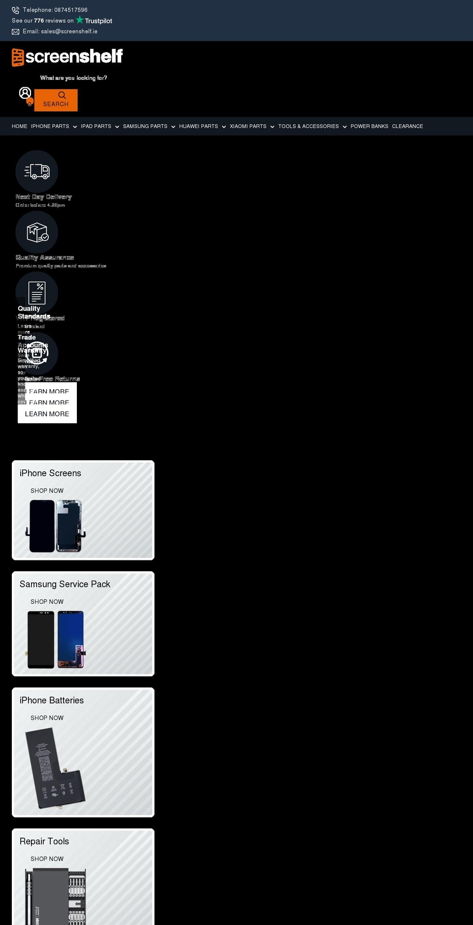 screenshelf.co.uk shopify website screenshot