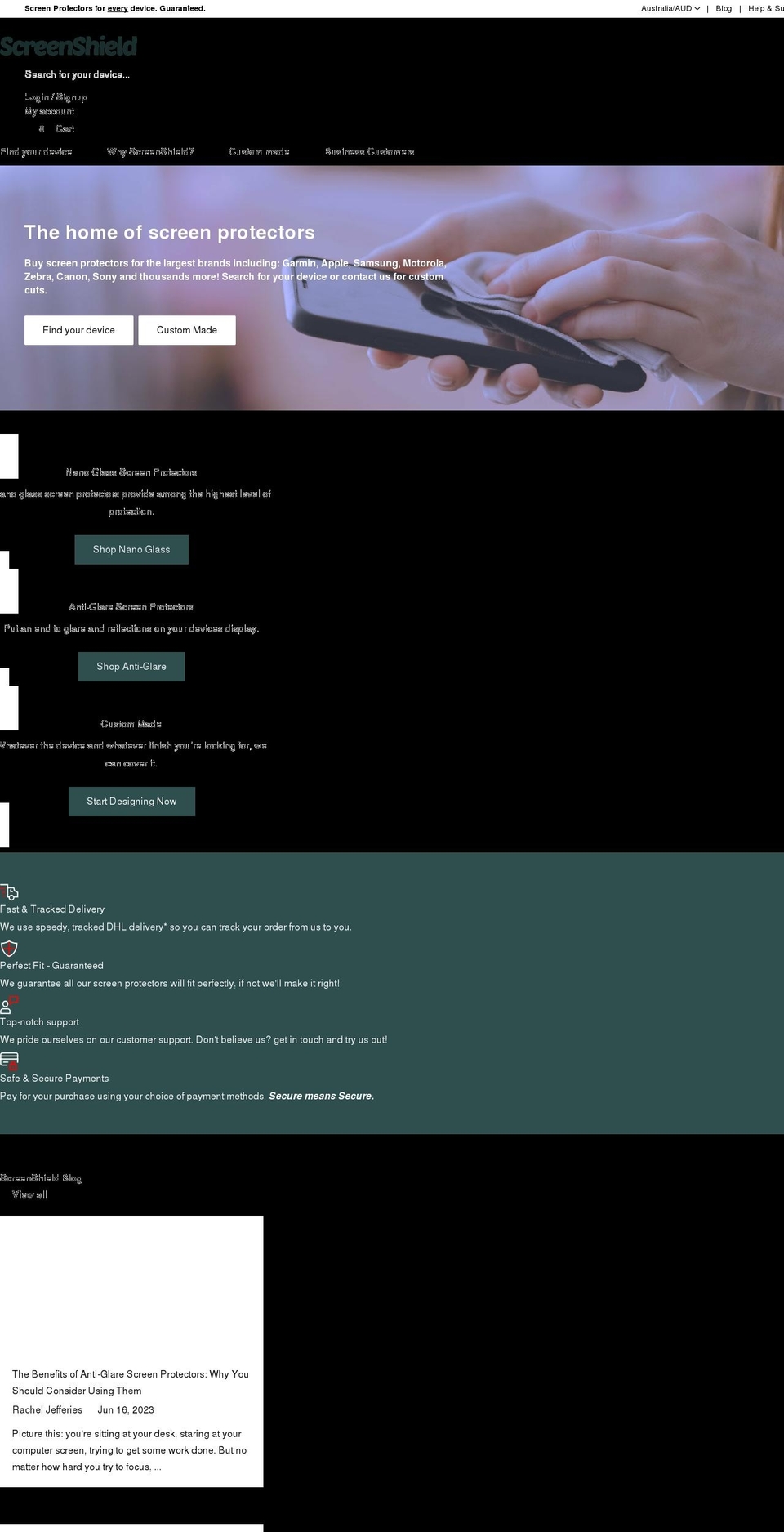 screenshield.uk shopify website screenshot