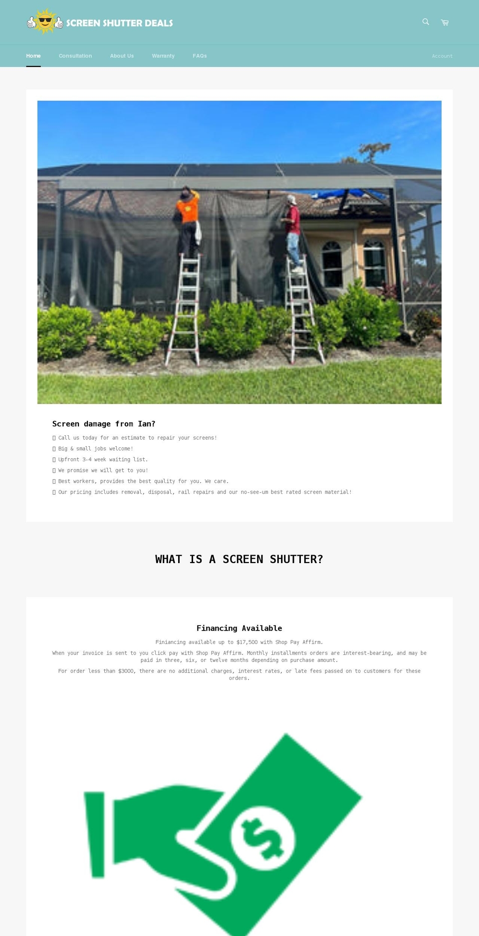 screenshutterdeals.com shopify website screenshot