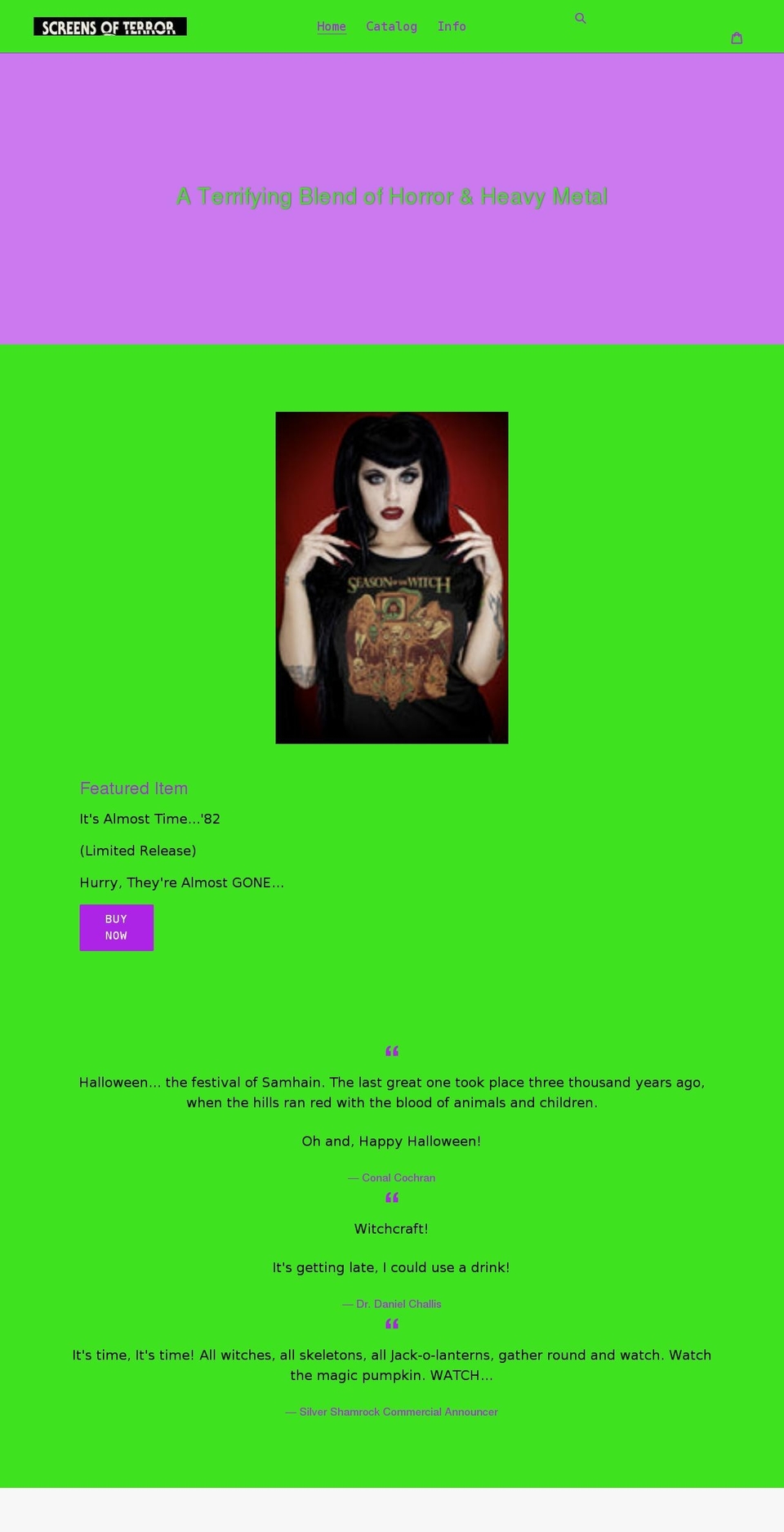 screensofterror.com shopify website screenshot