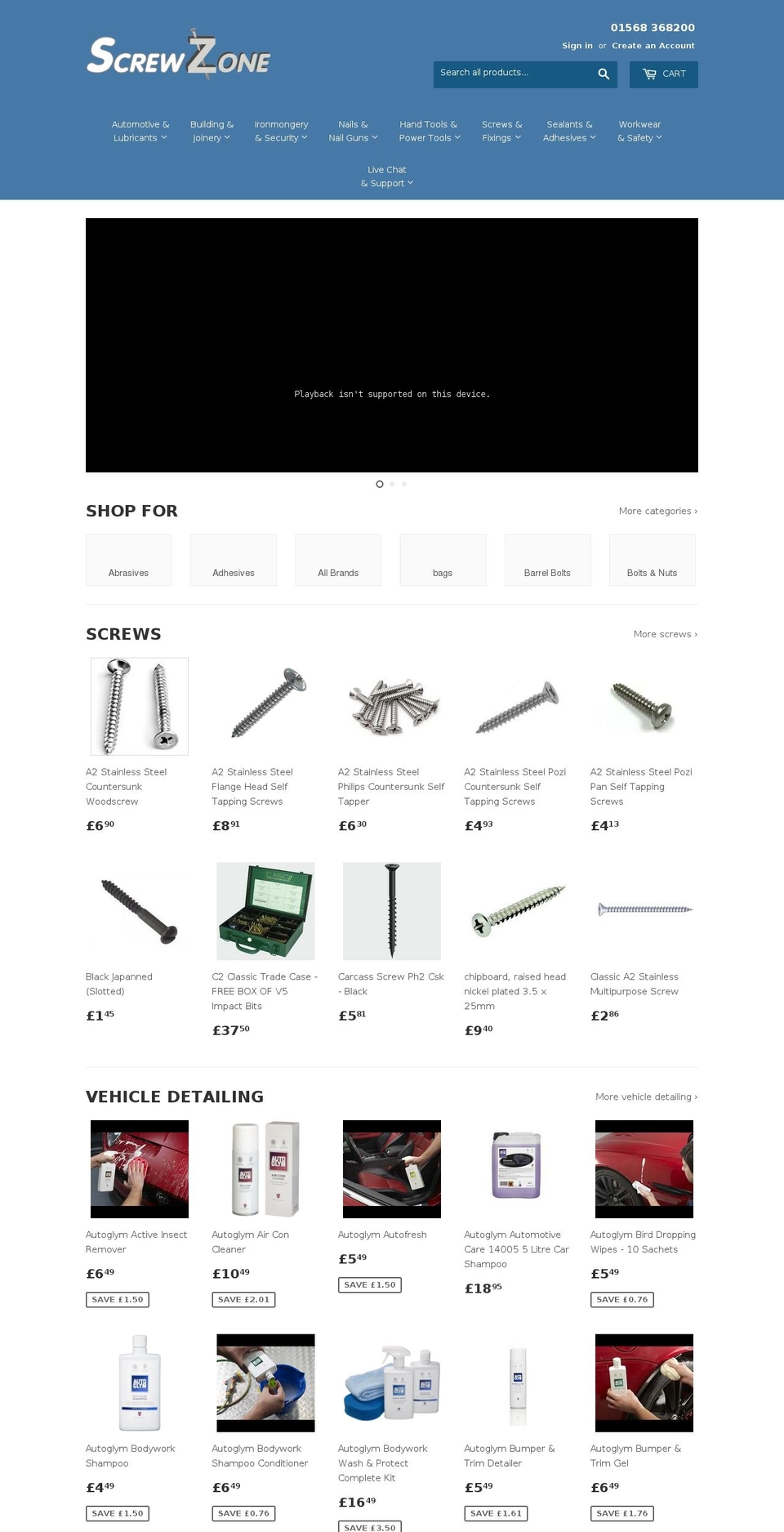 screw-zone.com shopify website screenshot