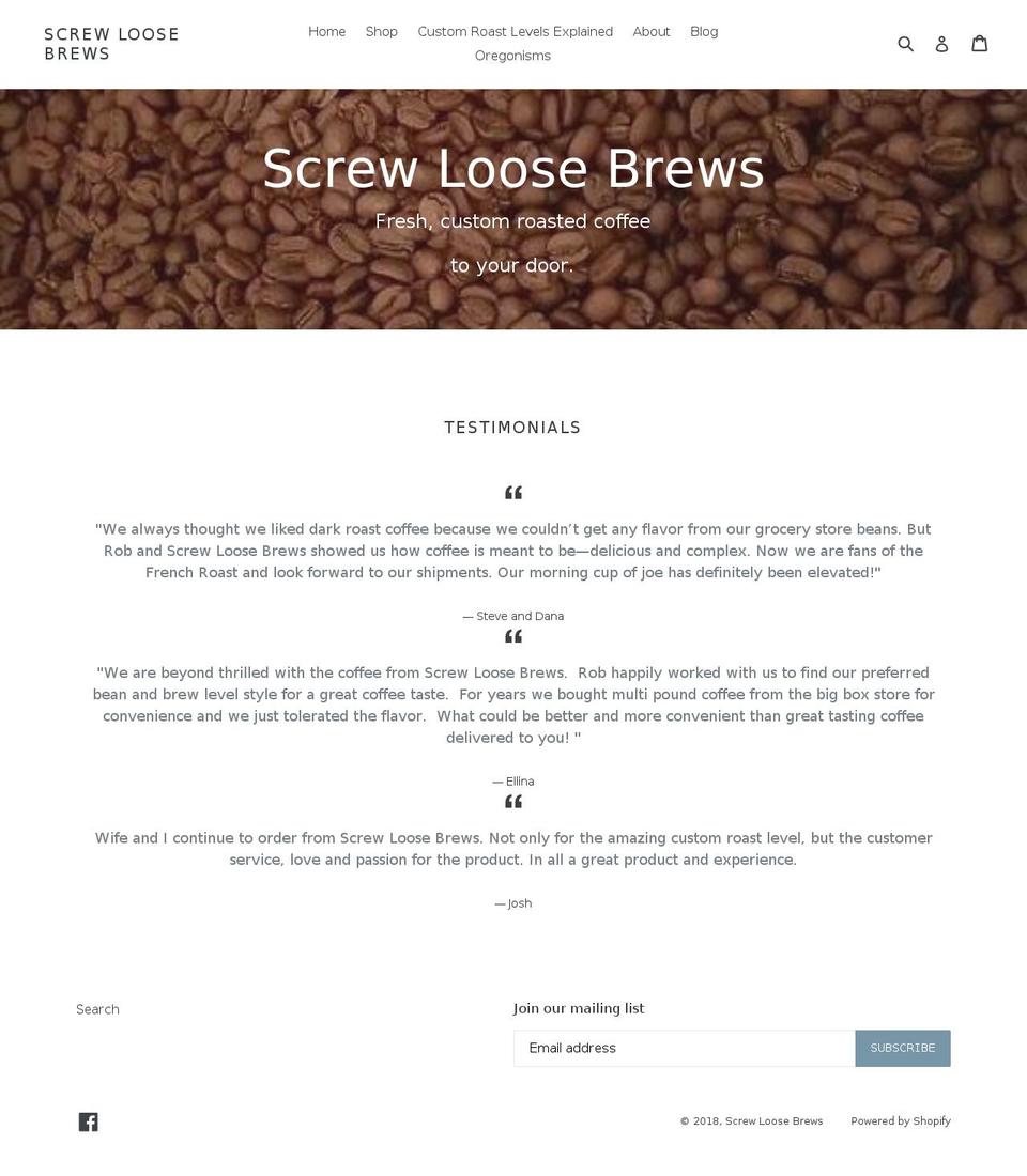 screwloosebrews.com shopify website screenshot